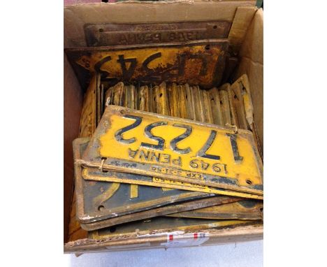 A Collection of Approximately Eighty Original 1940’s Period American Pressed Steel Pennsylvania State Vehicle License Plates 