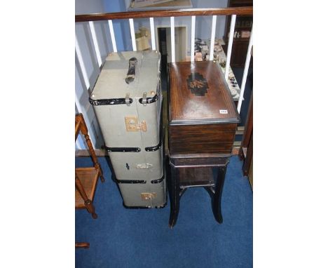 Rosewood box on stand and a trunk