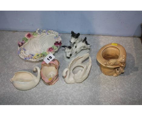 Sylvac figure group, Hummel swan etc.