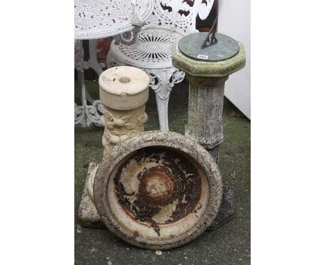 Bird bath and sundial