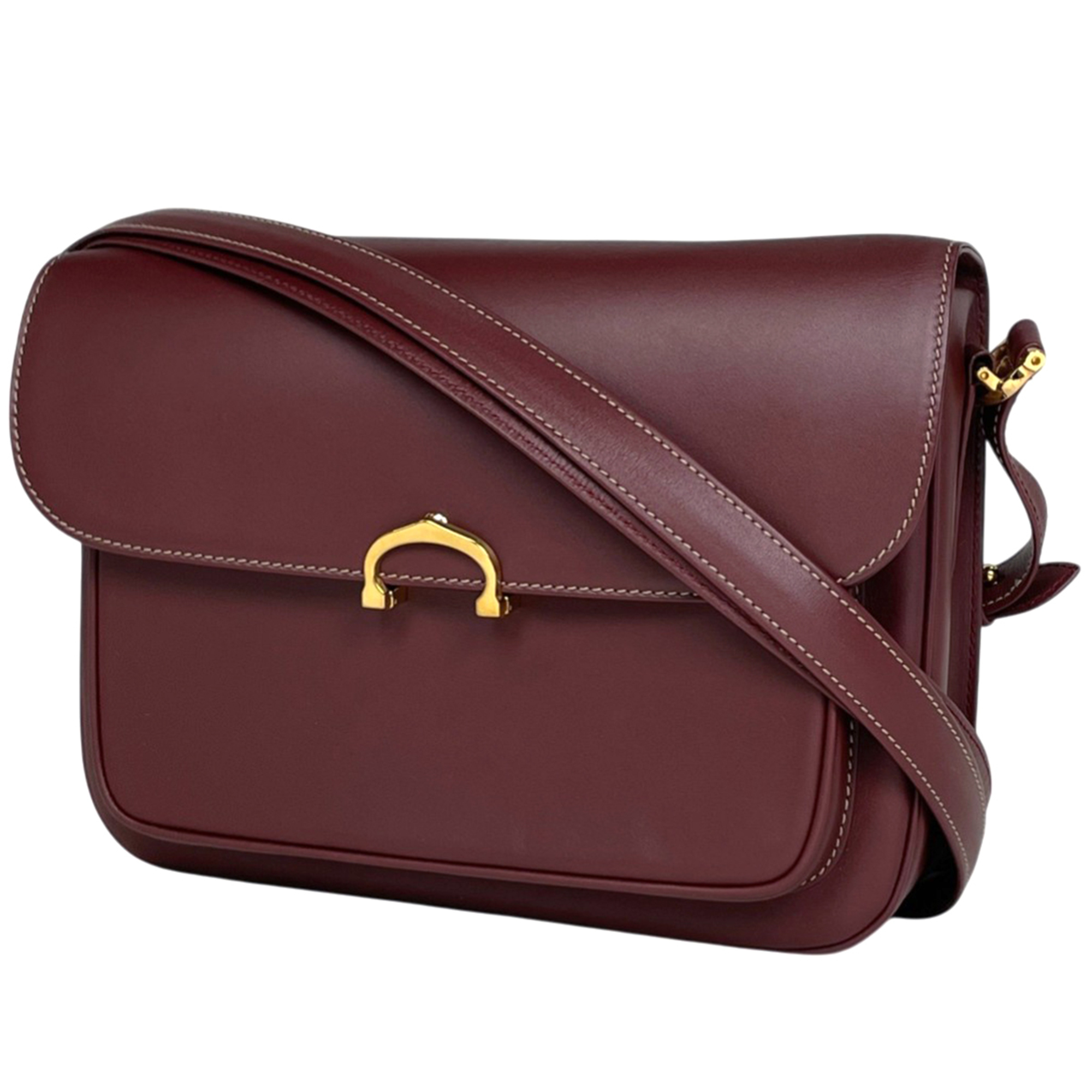 Cartier Must Line Shoulder Bag, Leather, Bordeaux, Women\'s