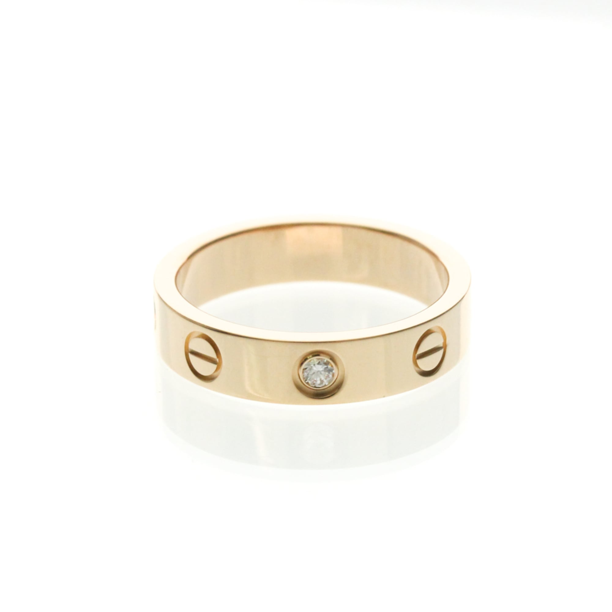 Cartier Mini Love Ring 1P Diamond B4050748 Pink Gold (18K) Fashion Diamond Band Ring Pink Gold