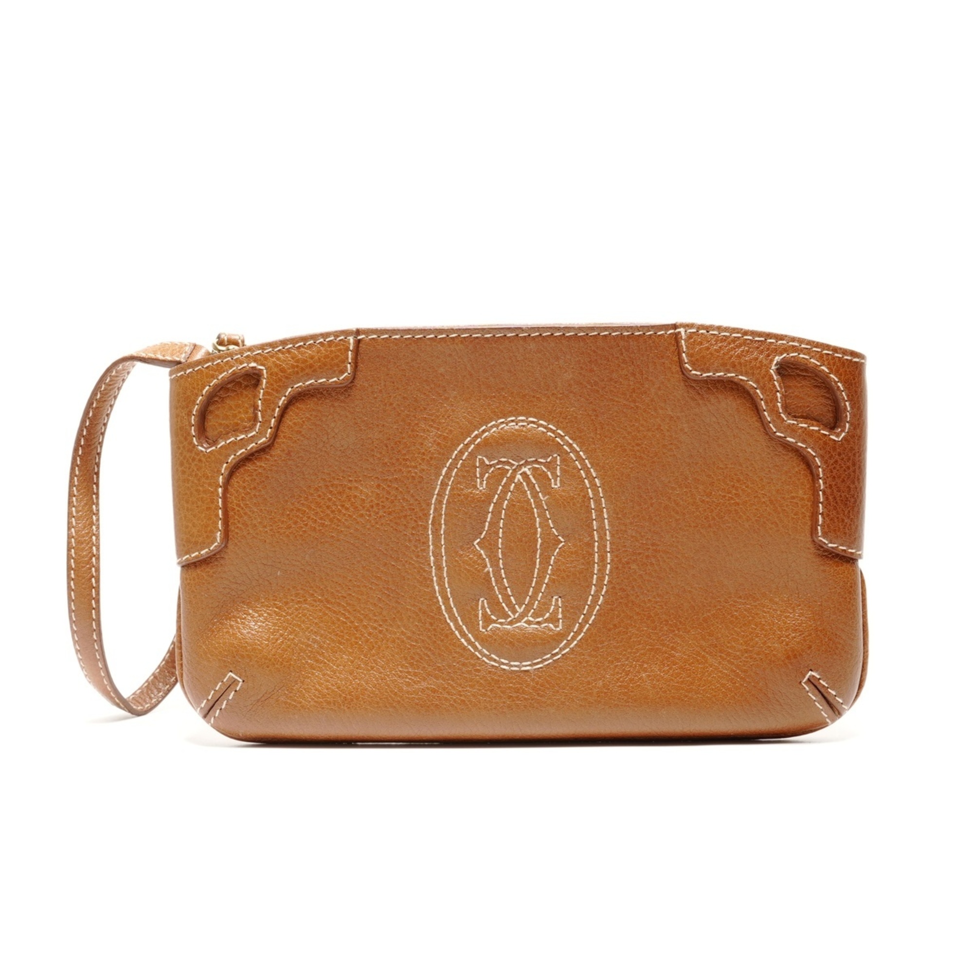 Cartier Marcello de Pouch Handbag in Brown Leather