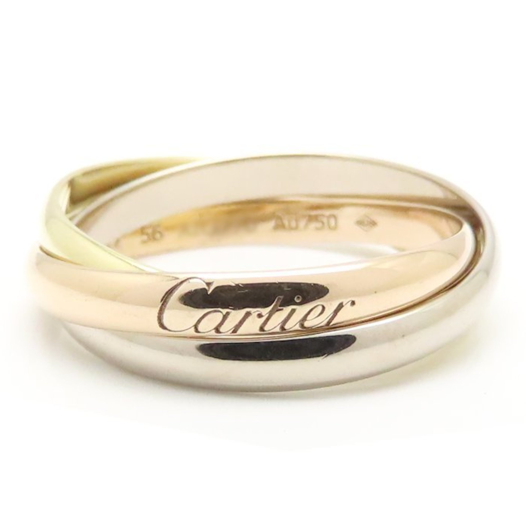 CARTIER Trinity Ring, Small, Size #56, 18K Three-Color Gold, Women\'s, B4235100 295227