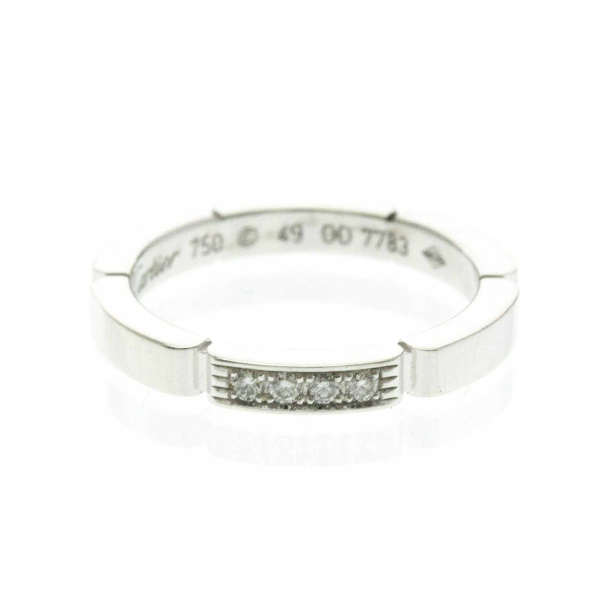 Cartier Maillon Panthre Ring With 4 Diamonds White Gold (18K) Fashion Diamond Band Ring Silver