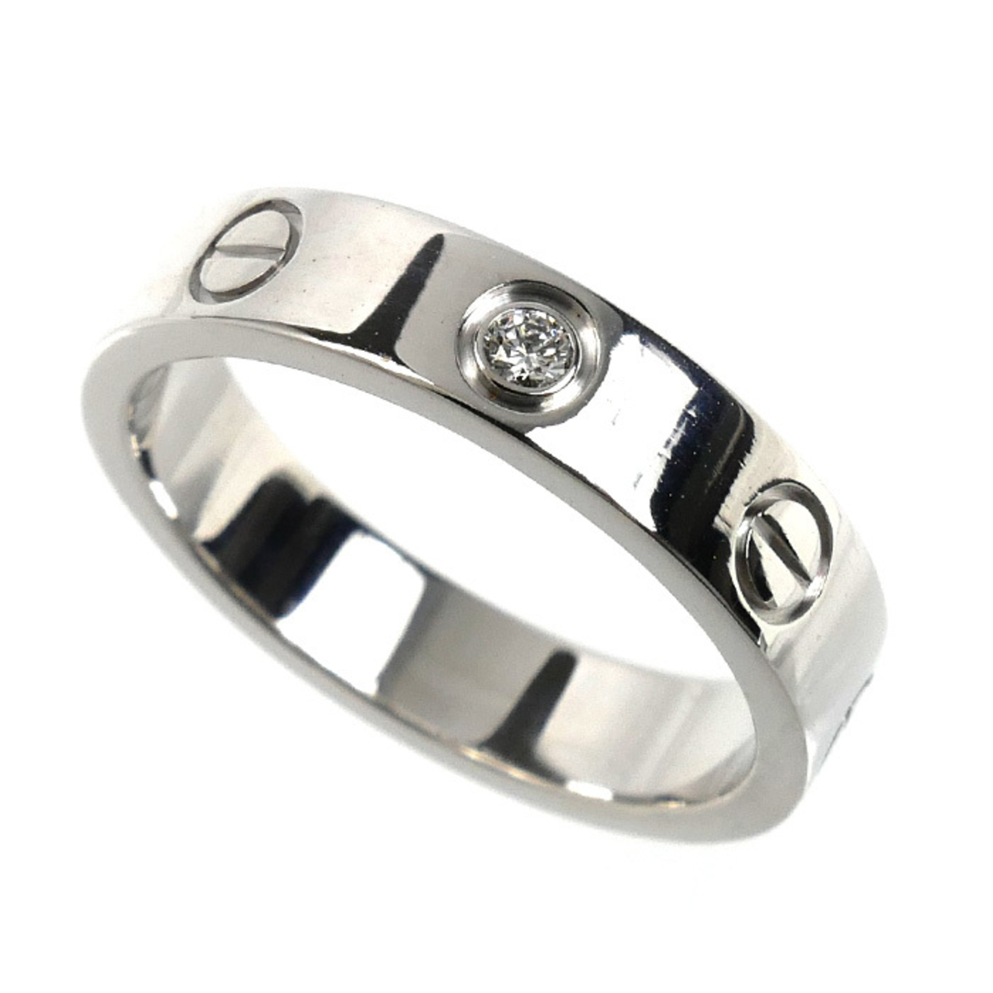 CARTIER Cartier 18KWG White Gold Mini Love 1P Diamond Ring B4050549 49 4.5g Women\'s