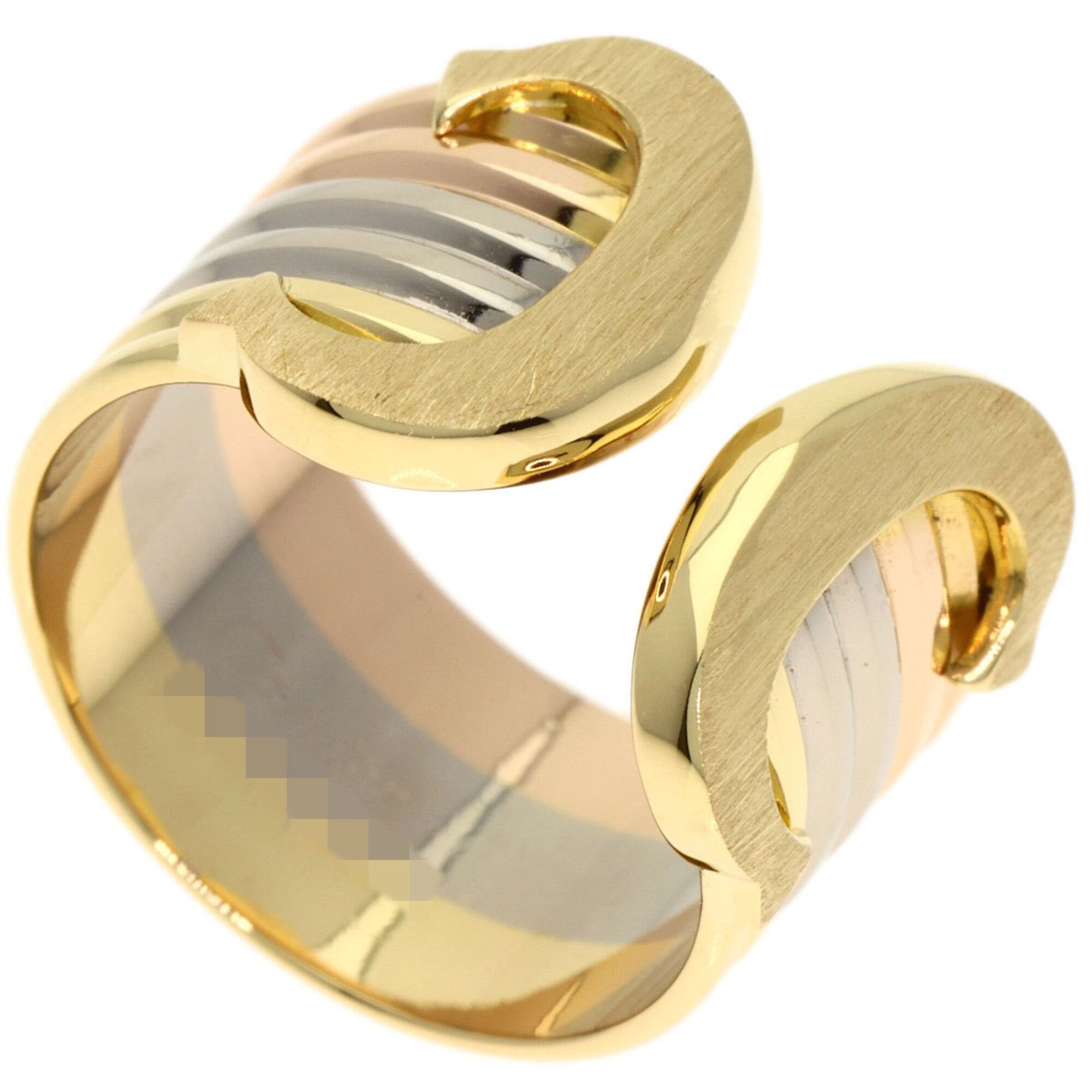Cartier 2C LM 3-Color Ring #49 18K Yellow Gold/18K White Pink Gold Women\'s CARTIER