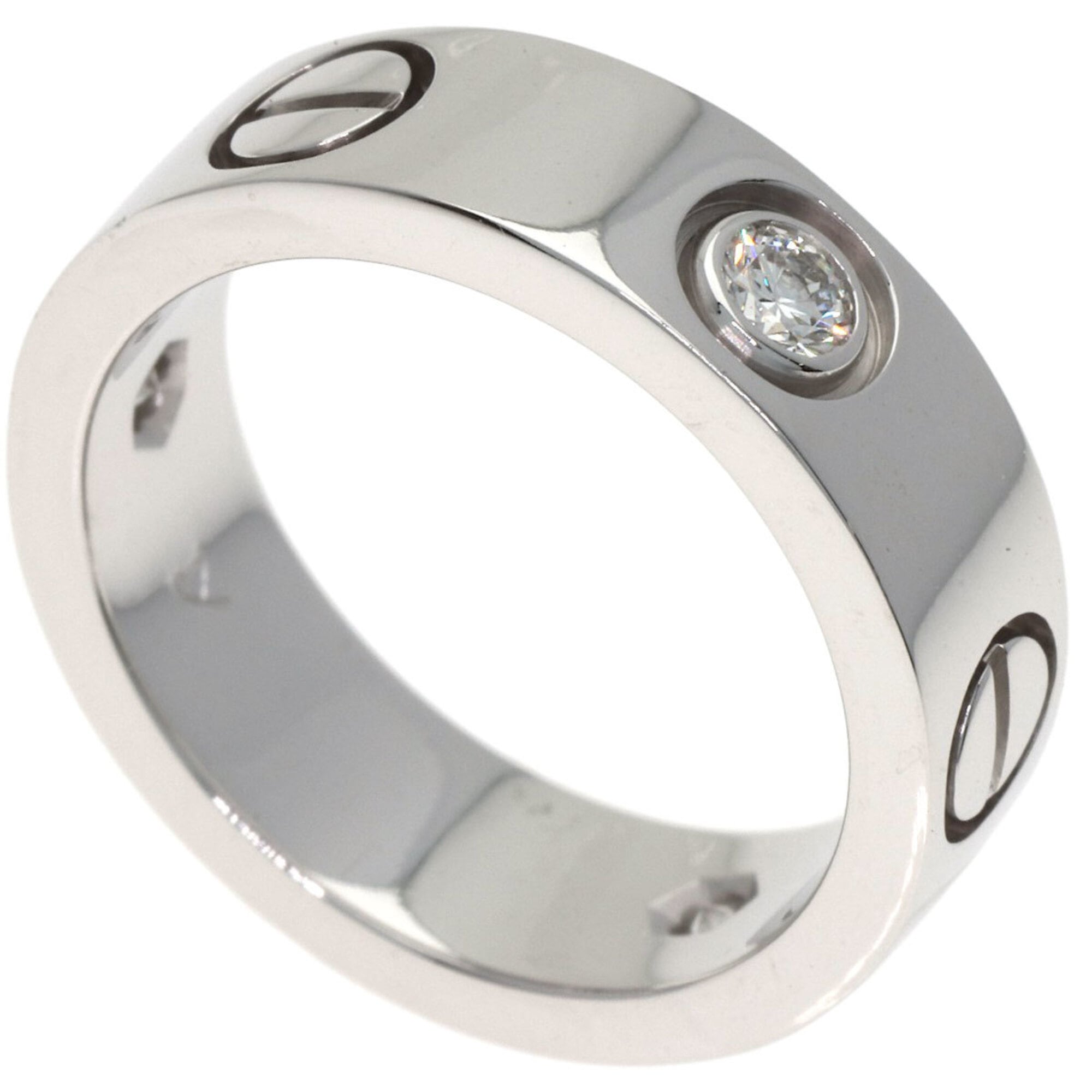 Cartier Love Ring Half Diamond 18K White Gold Women\'s CARTIER