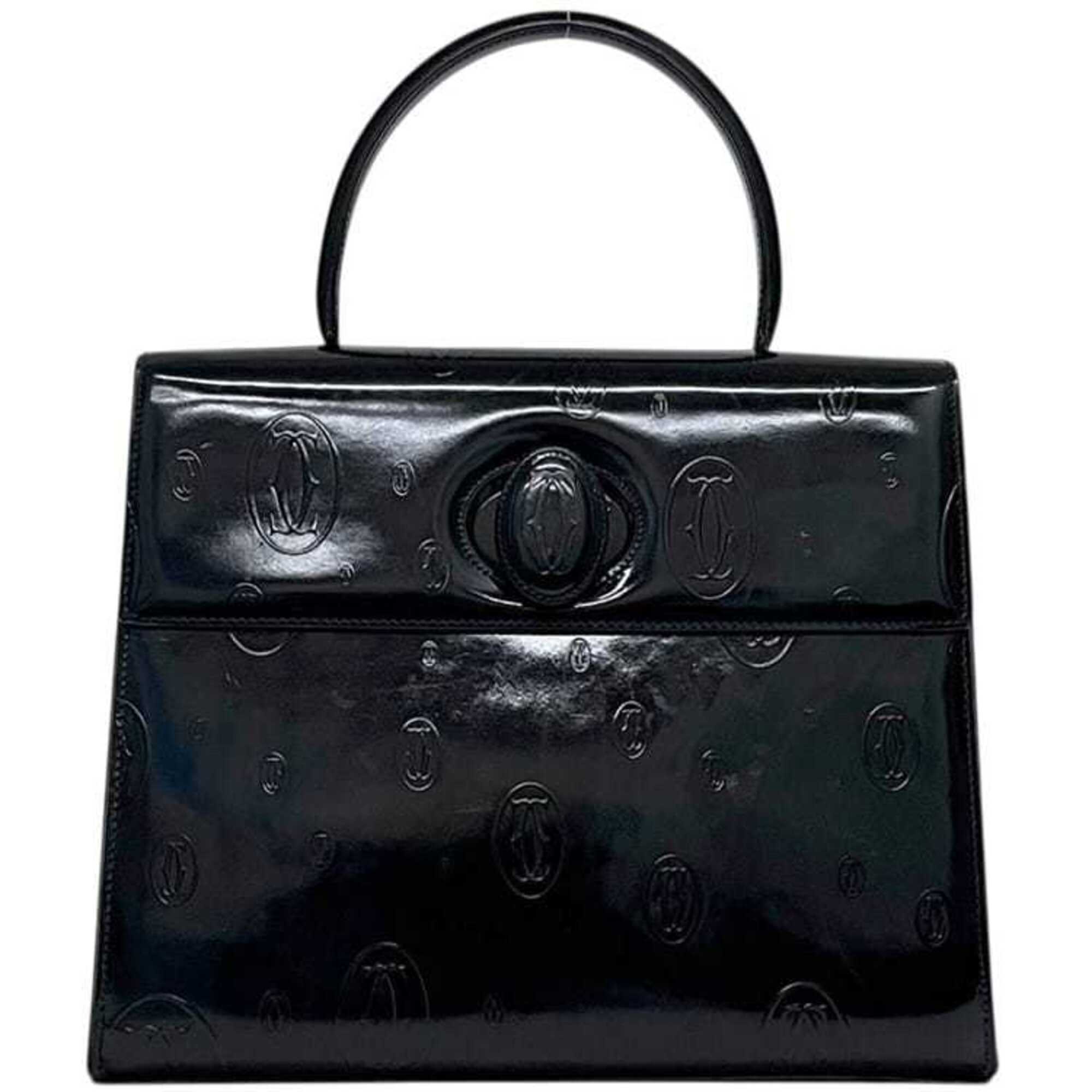 Cartier handbag f-25345, dark navy, Happy Birthday, patent leather, flap, turn-lock closure, self-st