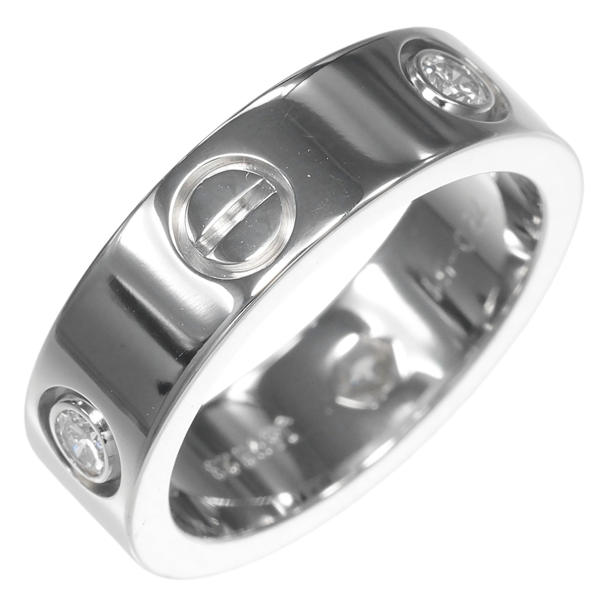 Cartier Love Ring, Size 11, 18K White Gold, 3 Diamonds, Approx. 8.82g
