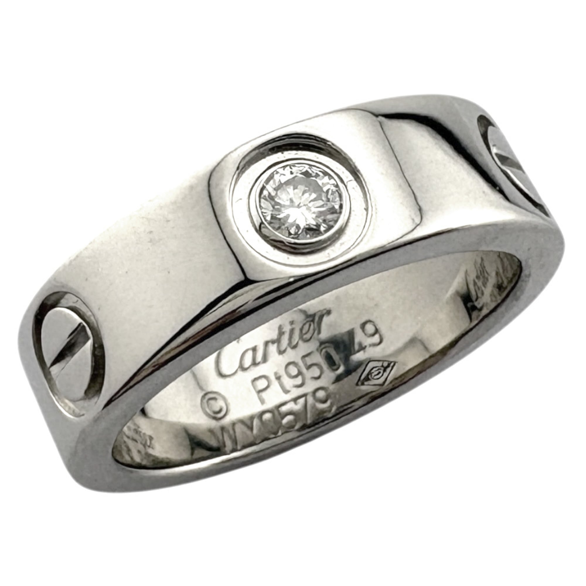 Cartier Love 1P Diamond Ring, Pt950 Platinum Women\'s, CARTIER, Pre-owned