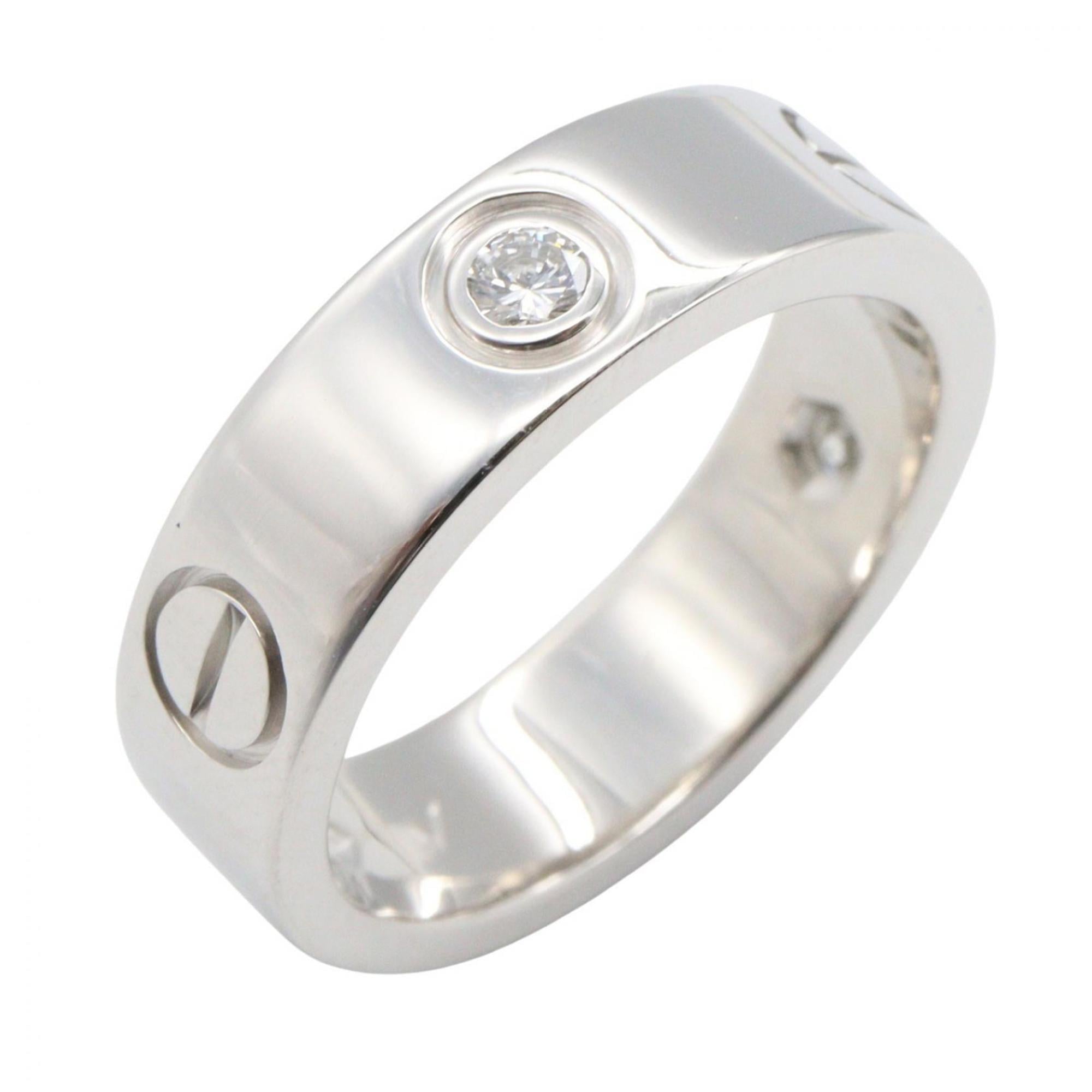 Cartier Love Ring 3PD, 18K White Gold with Diamonds, Women\'s, Silver, Clear