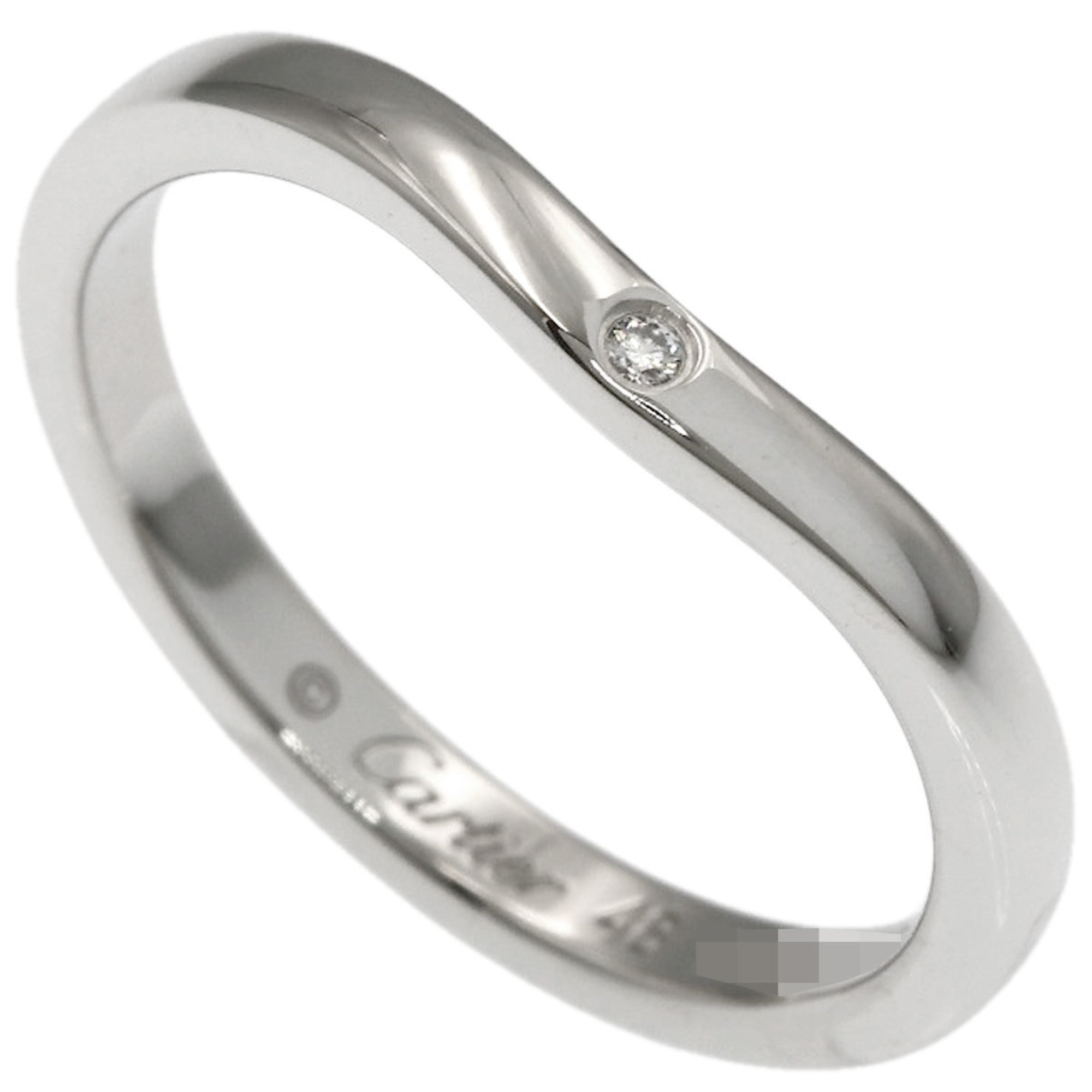Cartier Ballerina Curve 3P Diamond Ring #48 Platinum PT950 Women\'s CARTIER