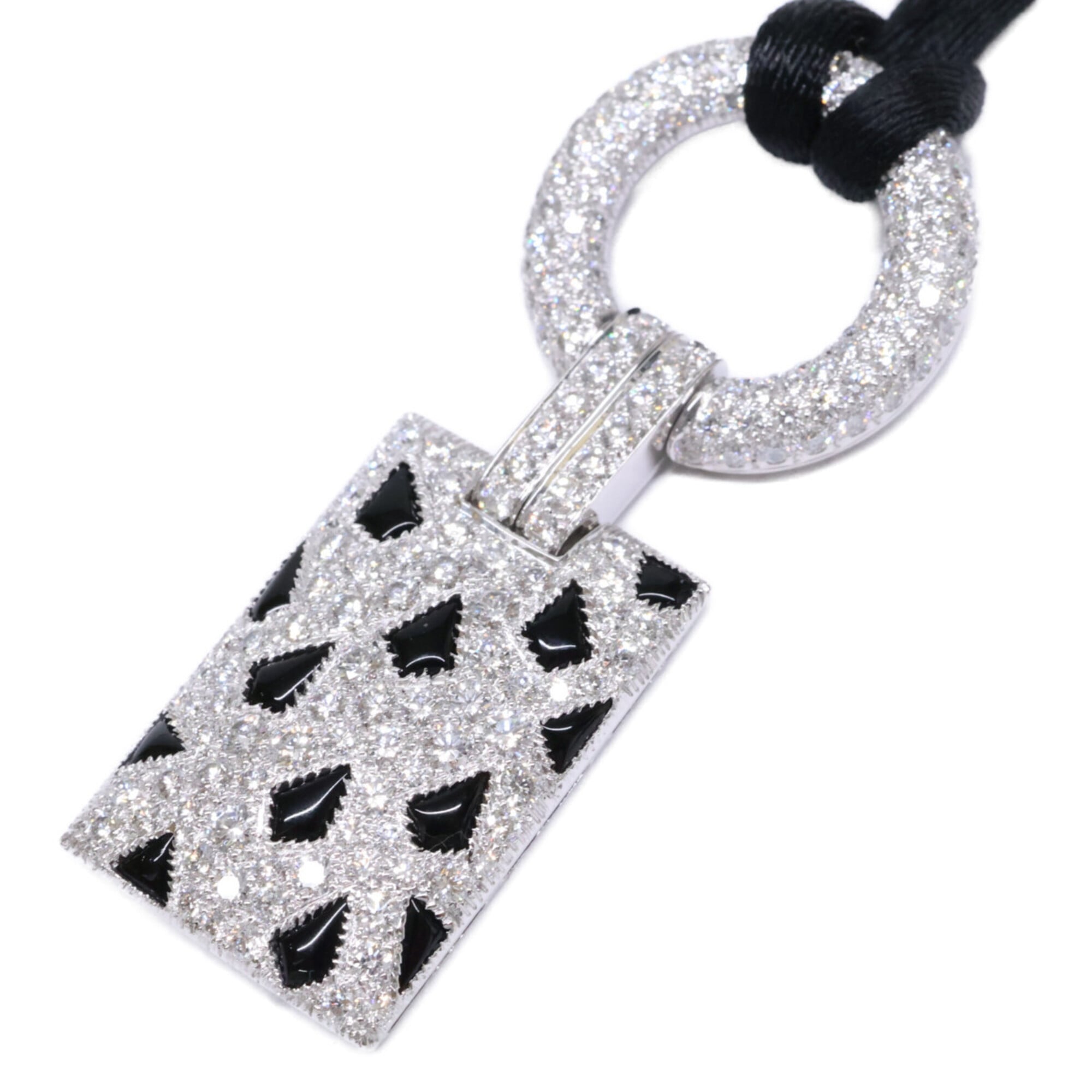 Cartier 750WG Diamond x Onyx Panthre Necklace White Gold Women\'s