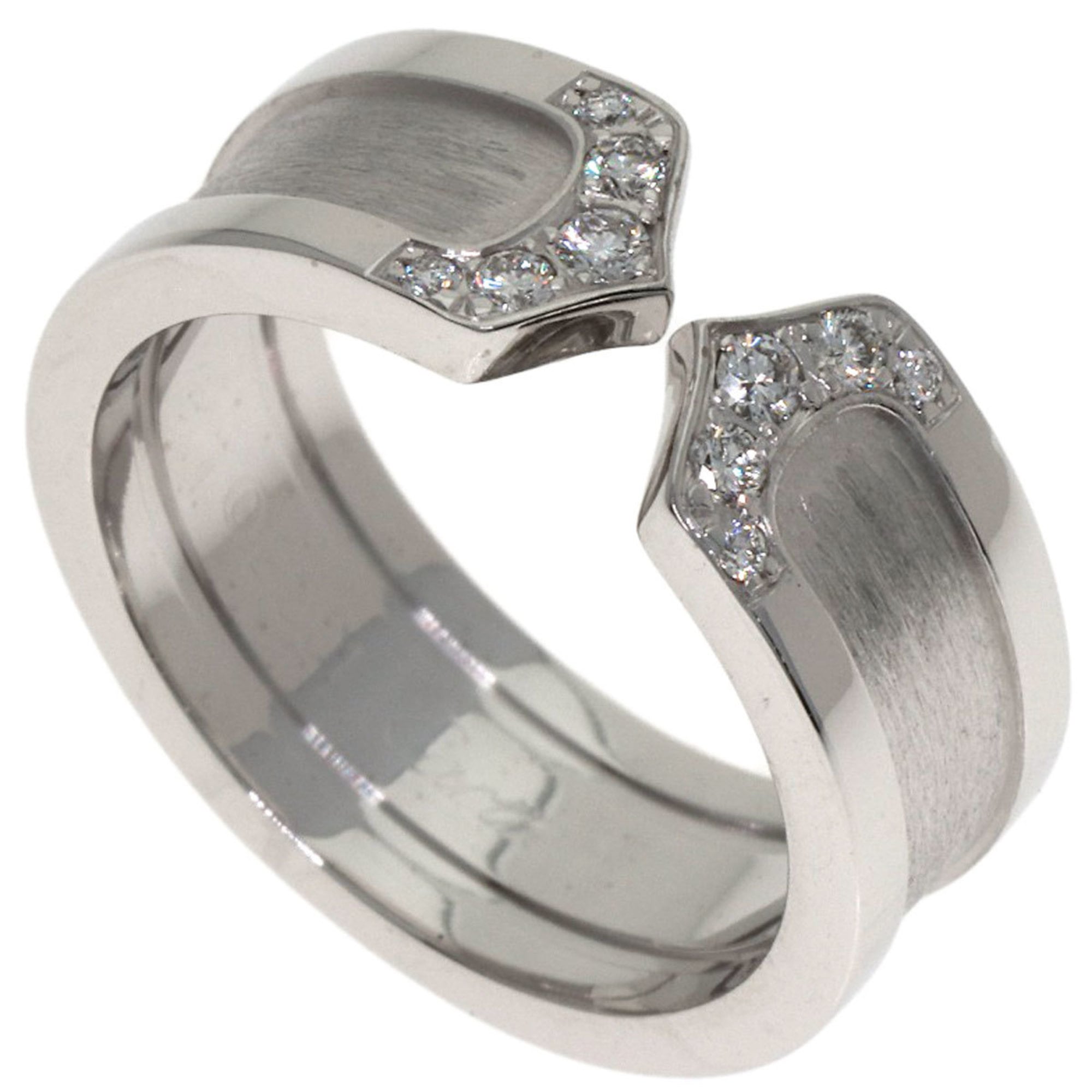 Cartier C2 Ring SM Diamond #47 Ring, 18K White Gold, Women\'s, CARTIER