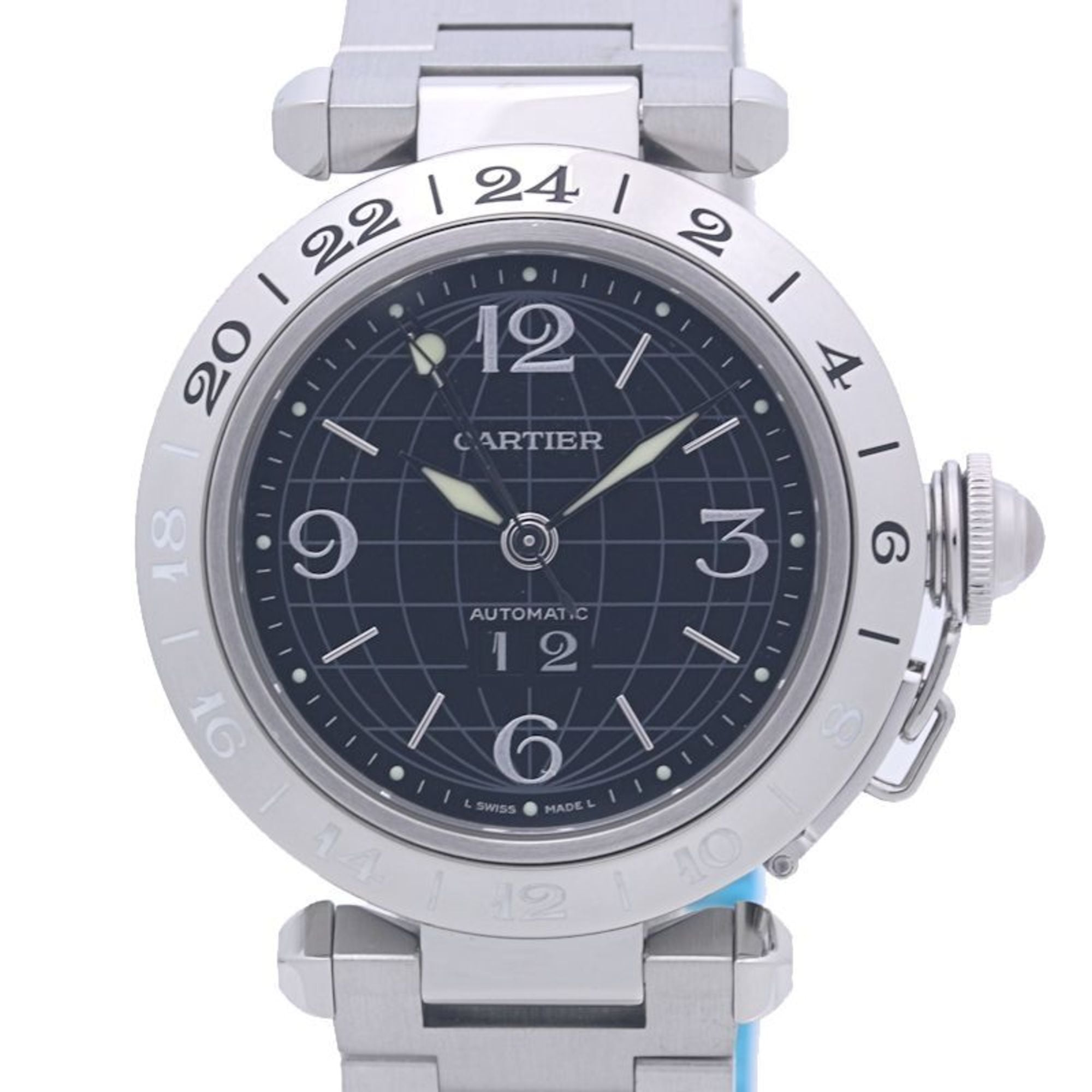 CARTIER Pasha C Meridian GMT Big Date W31049M7 Boys\' Stainless Steel Watch 40265