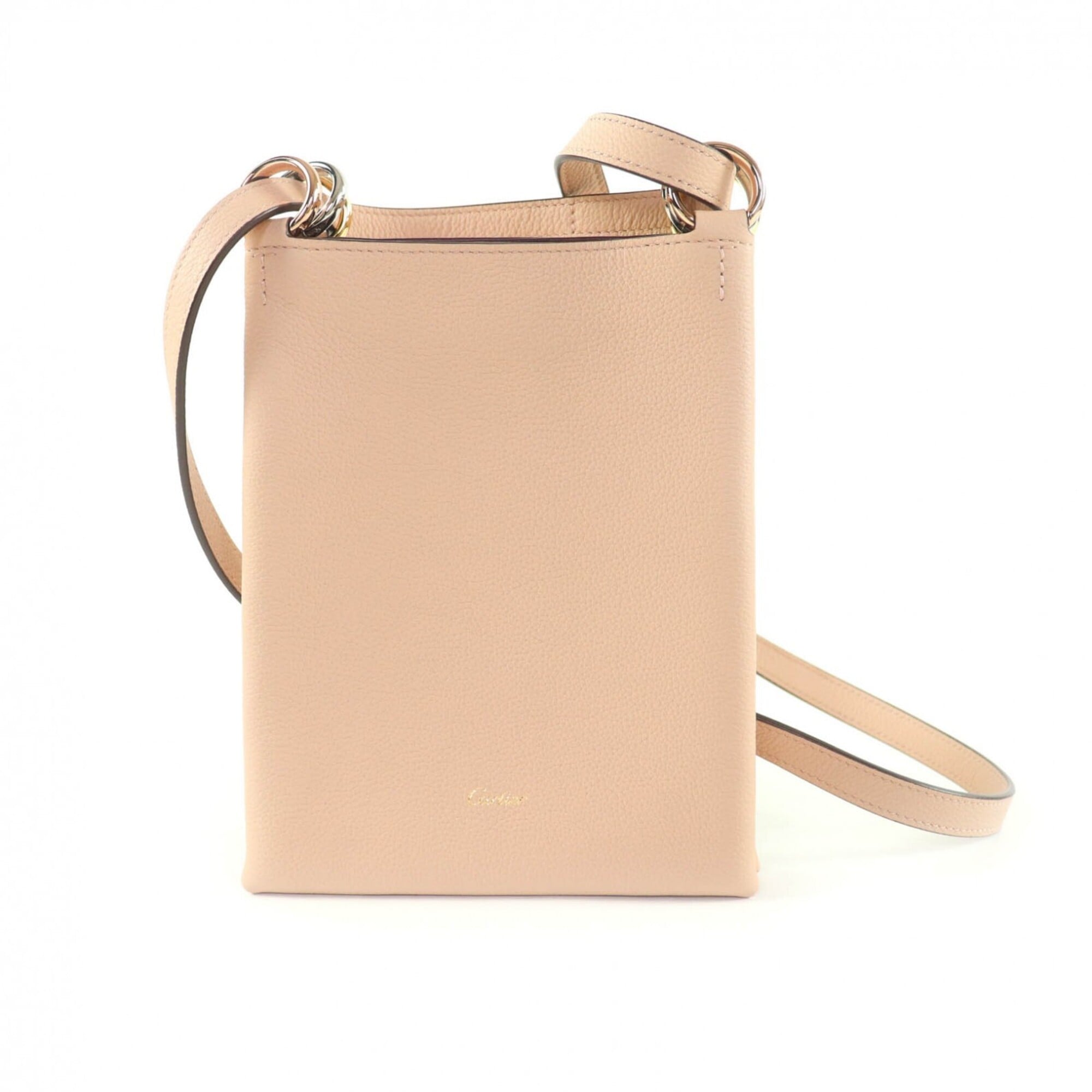 Cartier L1002481 Trinity 100th Anniversary Leather Shoulder Bag, Pink, Made in Italy, Women\'s