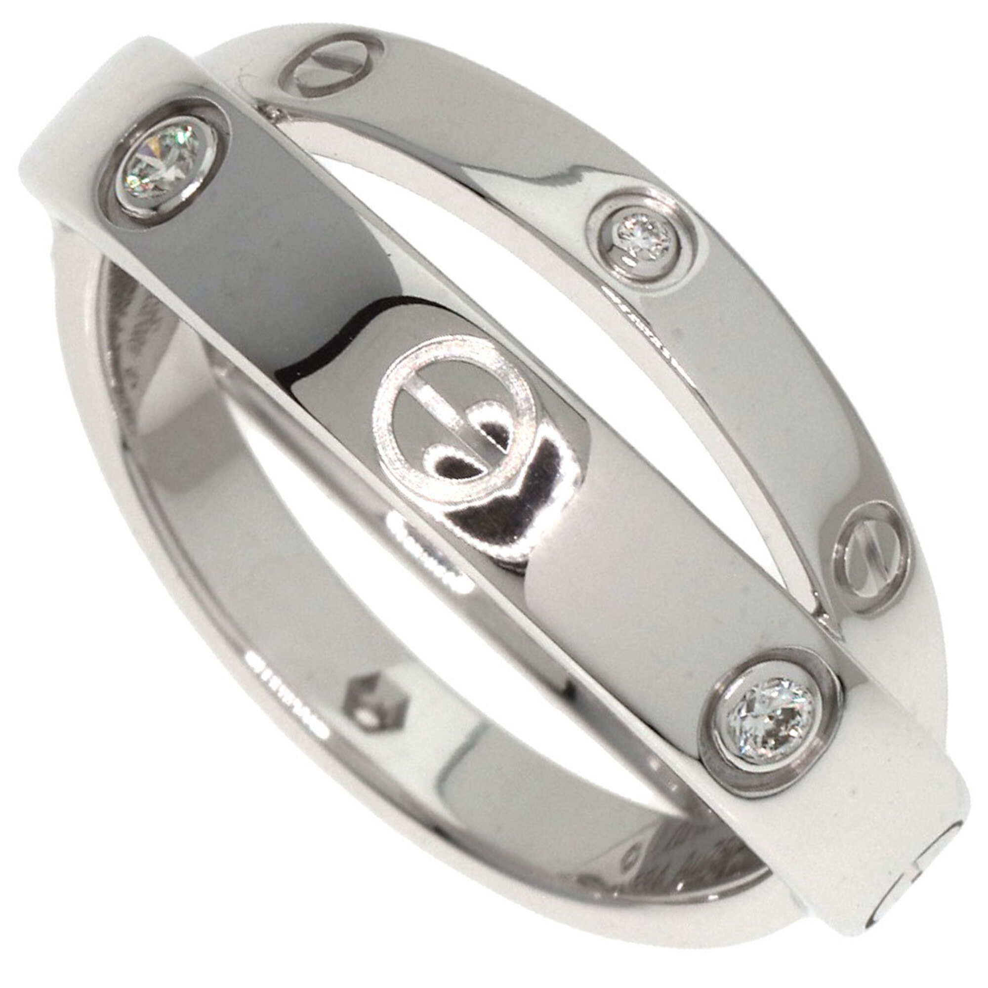 Cartier Bee Love Ring, Diamond, Size 47, 18K White Gold, Women\'s CARTIER