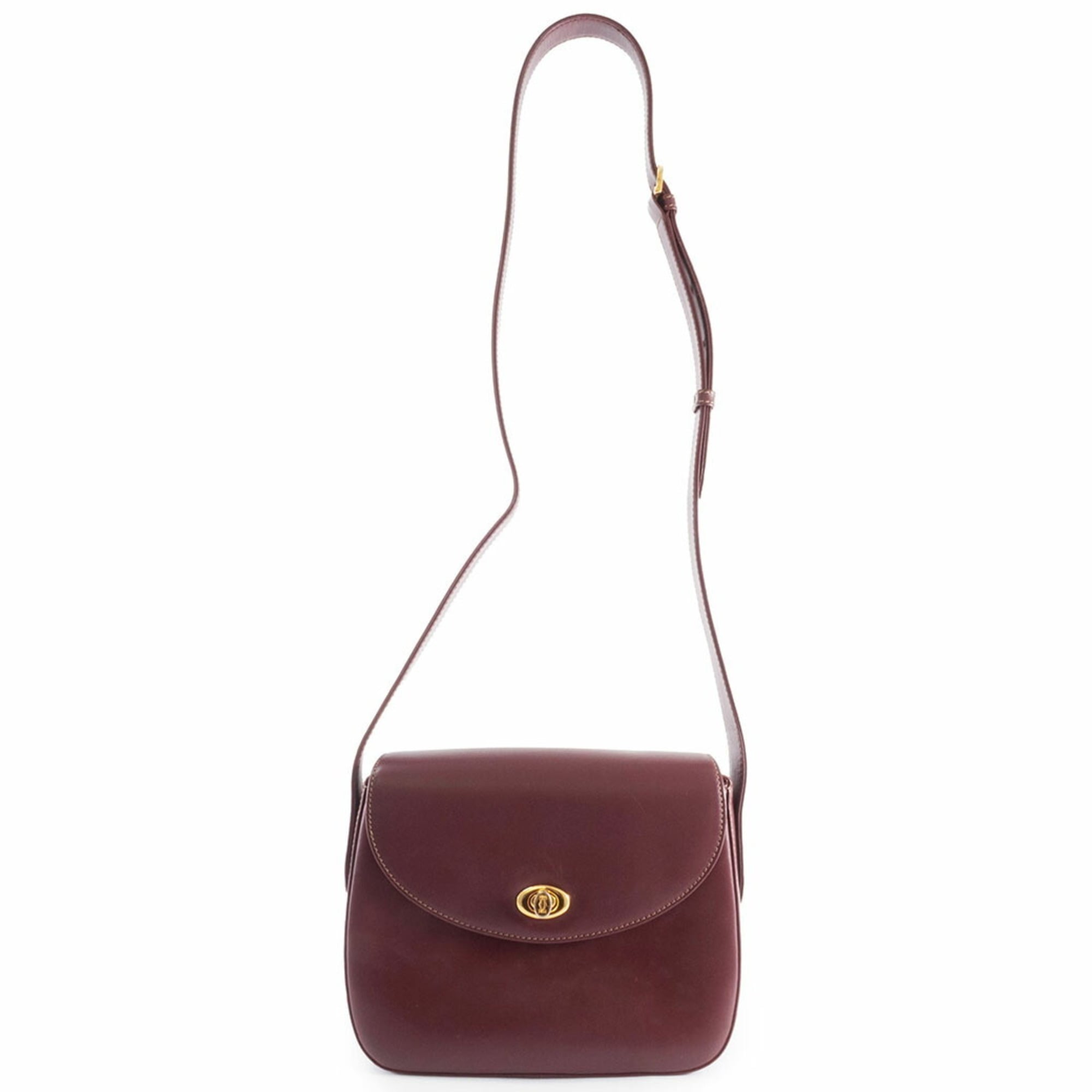 Cartier Must Line Flap Shoulder Bag, Leather, Bordeaux, Women\'s