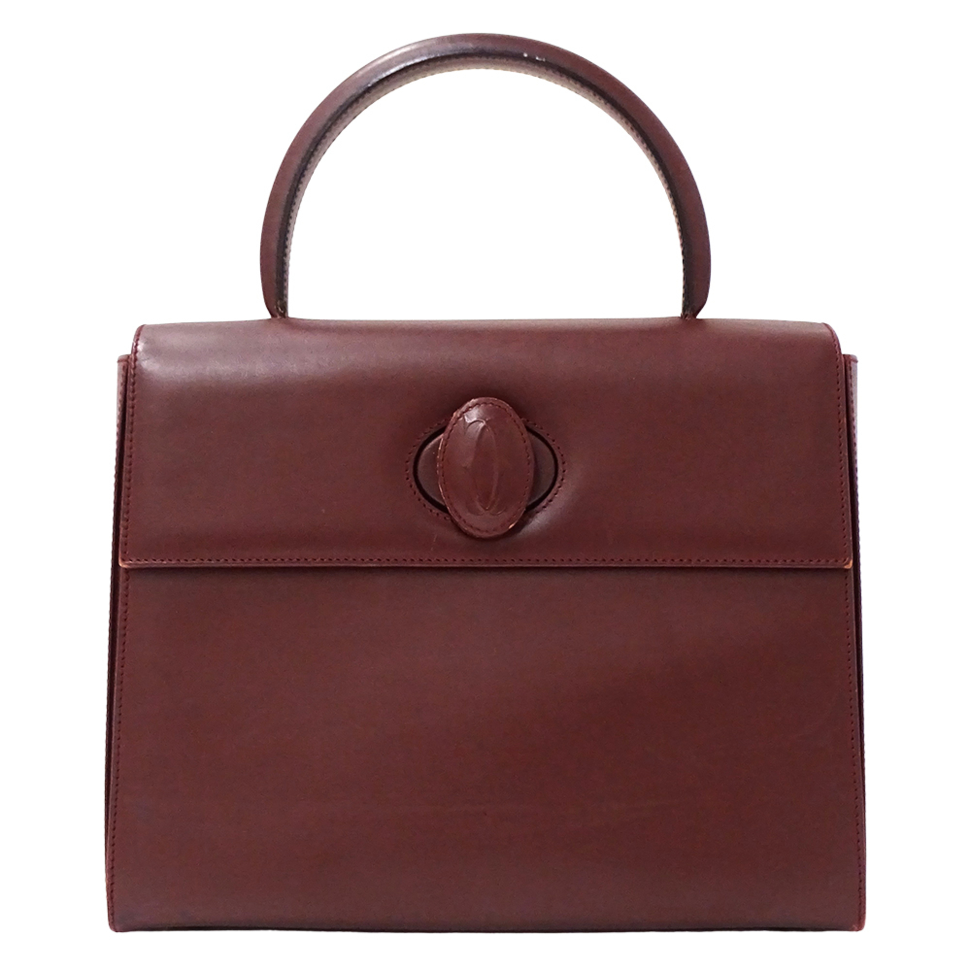 Cartier Must Handbag for Women, Leather, Bordeaux, Wine Red, Stylish