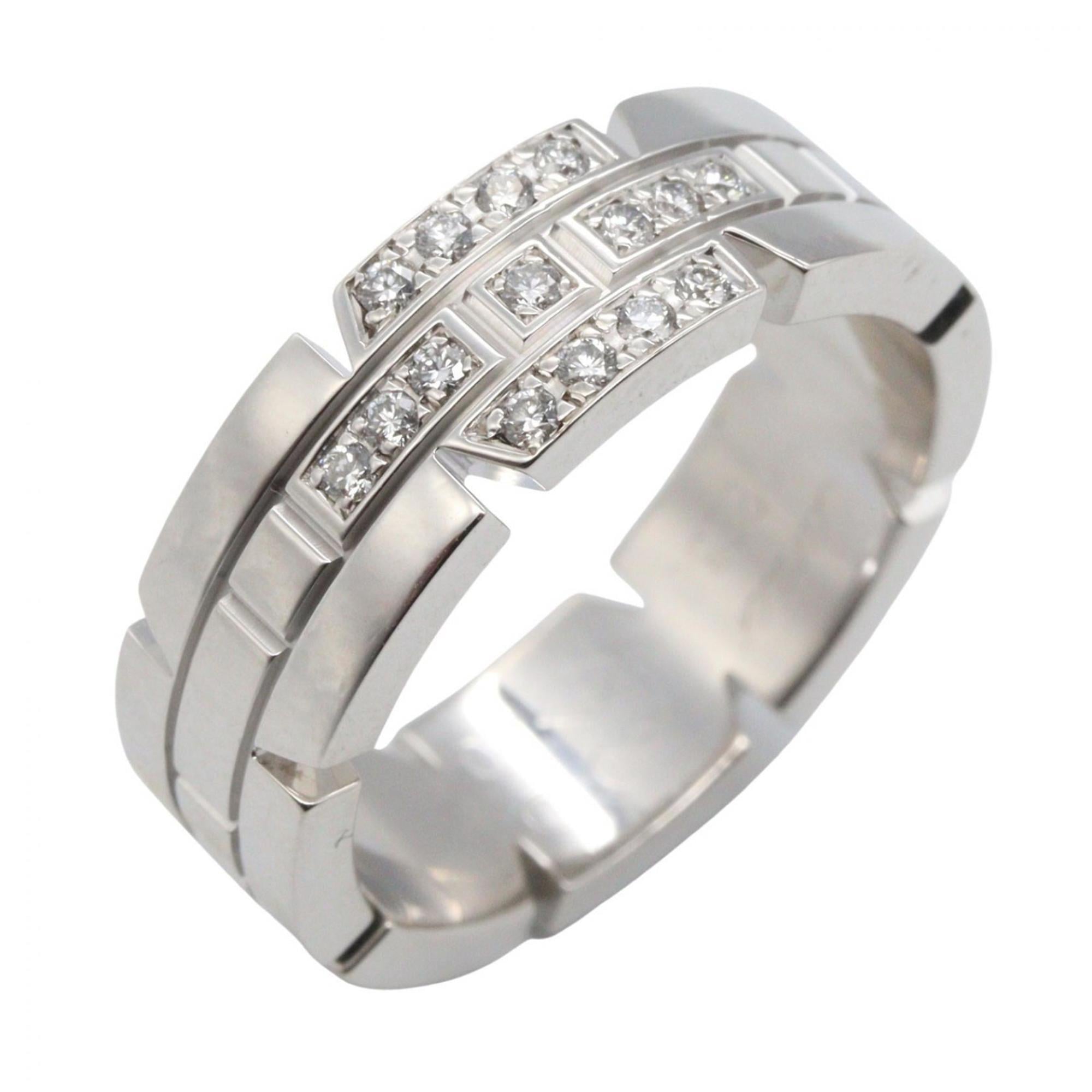 Cartier Tank Franaise Half Diamond Ring, 18K White Gold with Diamonds, Women\'s, Silver, Clear
