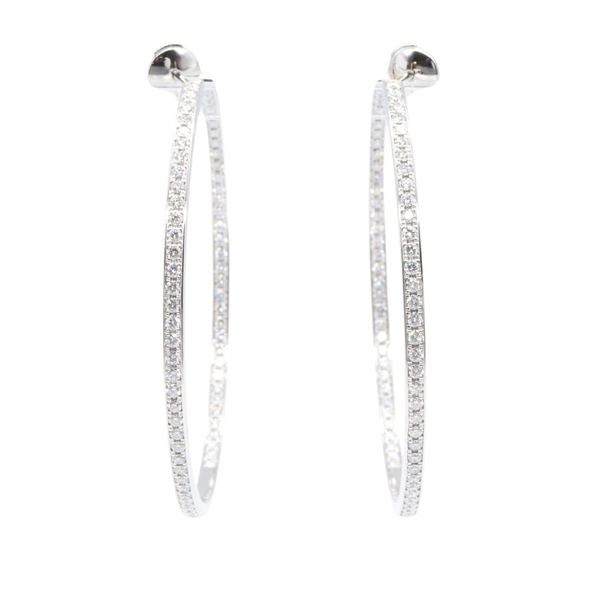 Cartier hoop diamond earrings, 18K white gold (WG) women\'s, silver-toned, clear-toned.