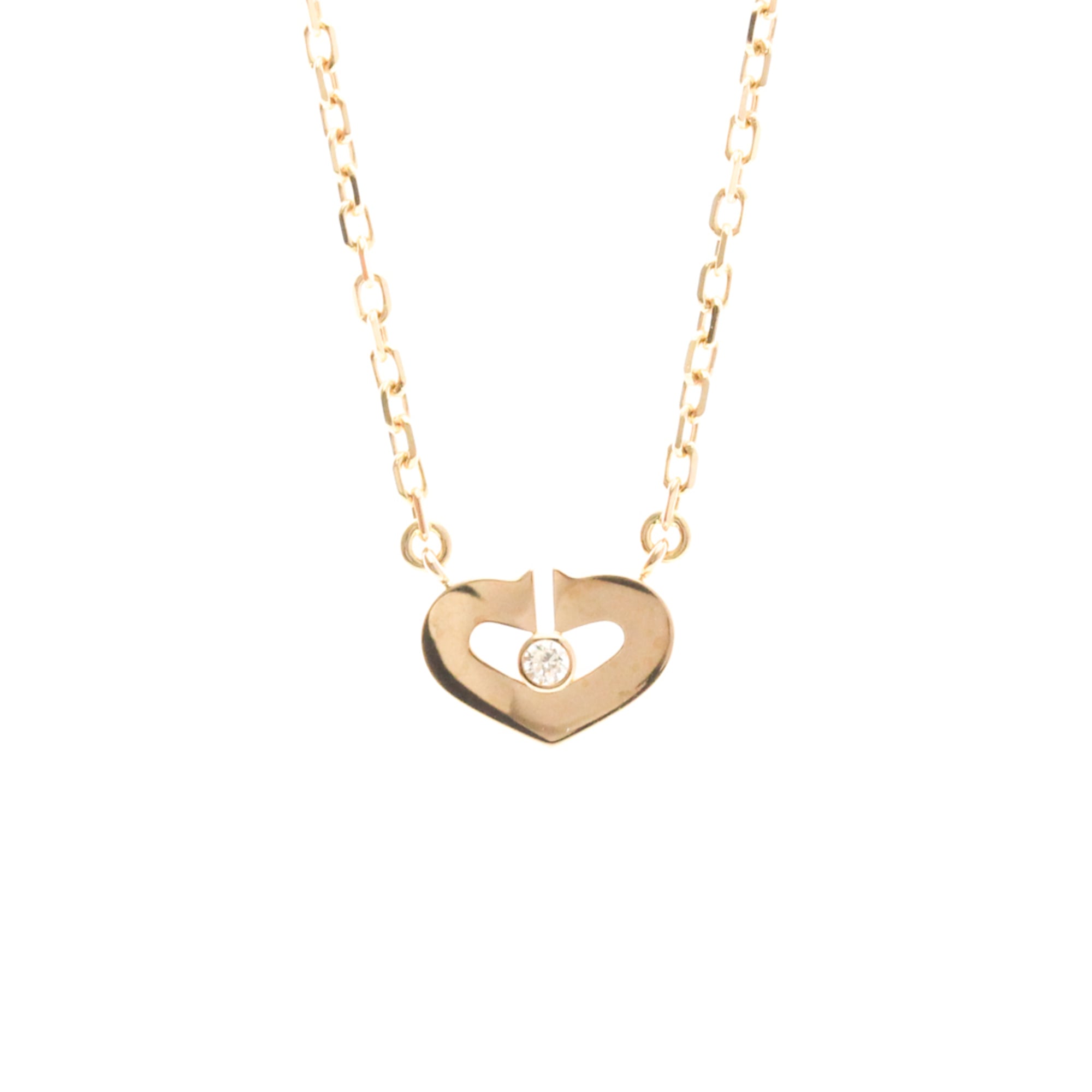 Cartier C Heart 1P Diamond Necklace Pink Gold (18K) Diamond Men,Women Fashion Pendant Necklace (Pink