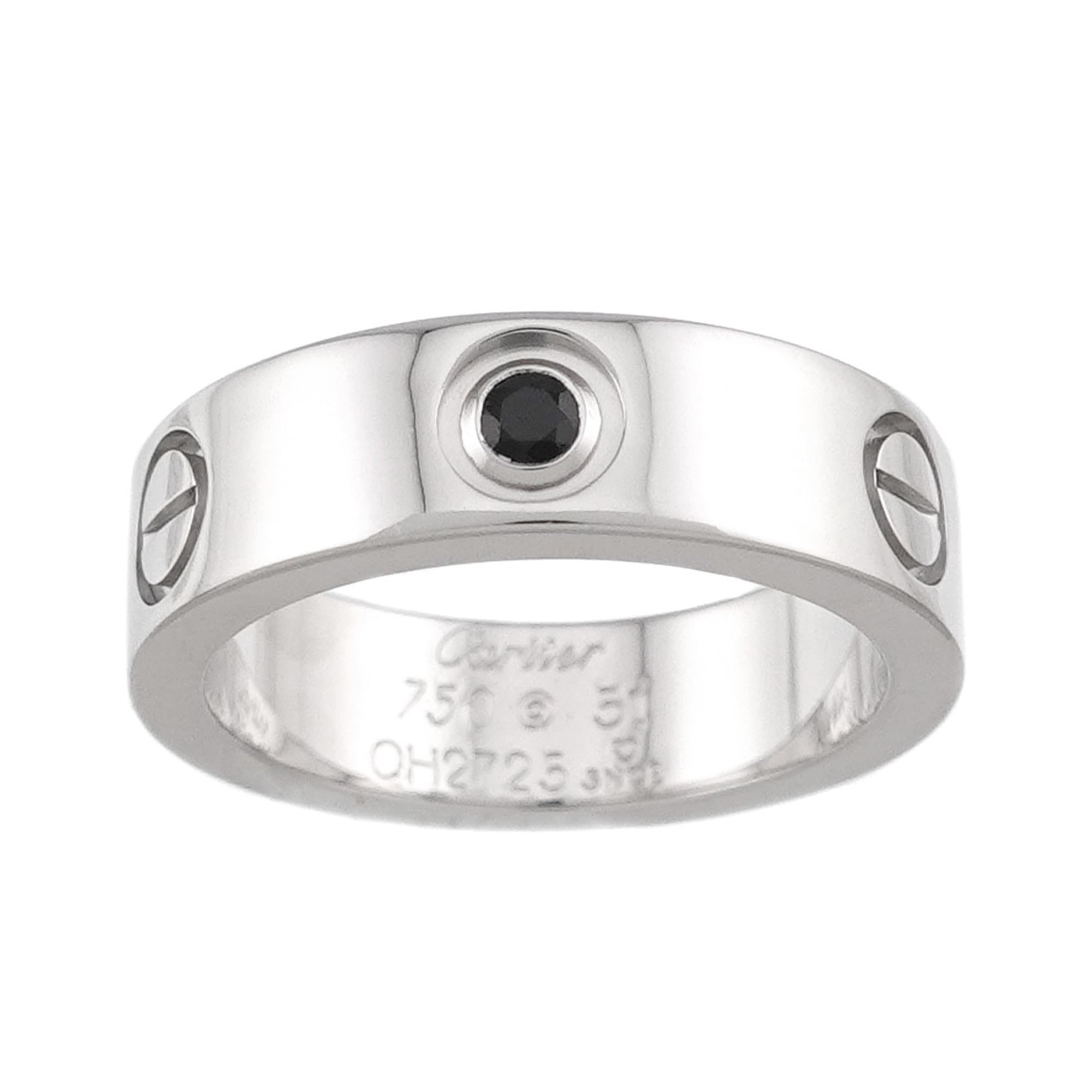 Cartier Love Ring #51, Black Sapphire and 1 Diamond, 18K White Gold (750)