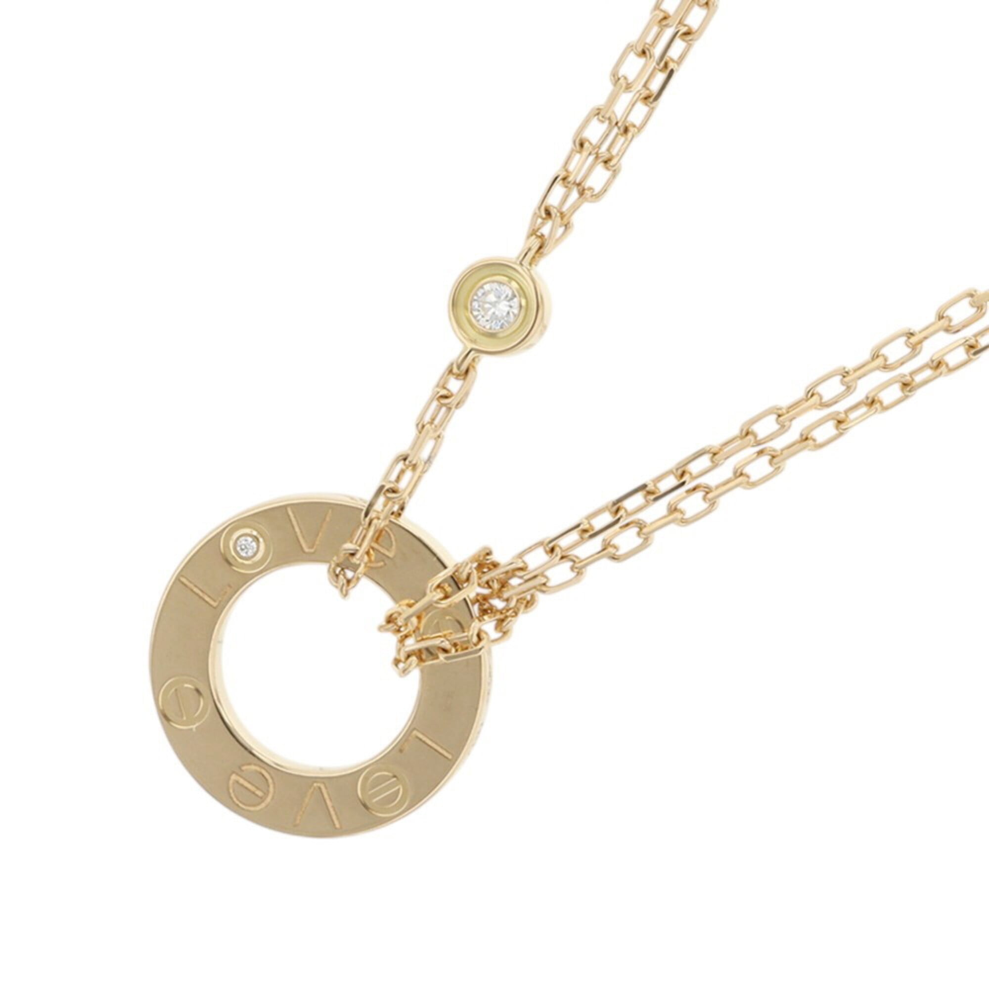 Cartier Love Circle Necklace with 2 Diamonds (0.03ct total) in 18K Yellow Gold (B7219500) - Pendant,
