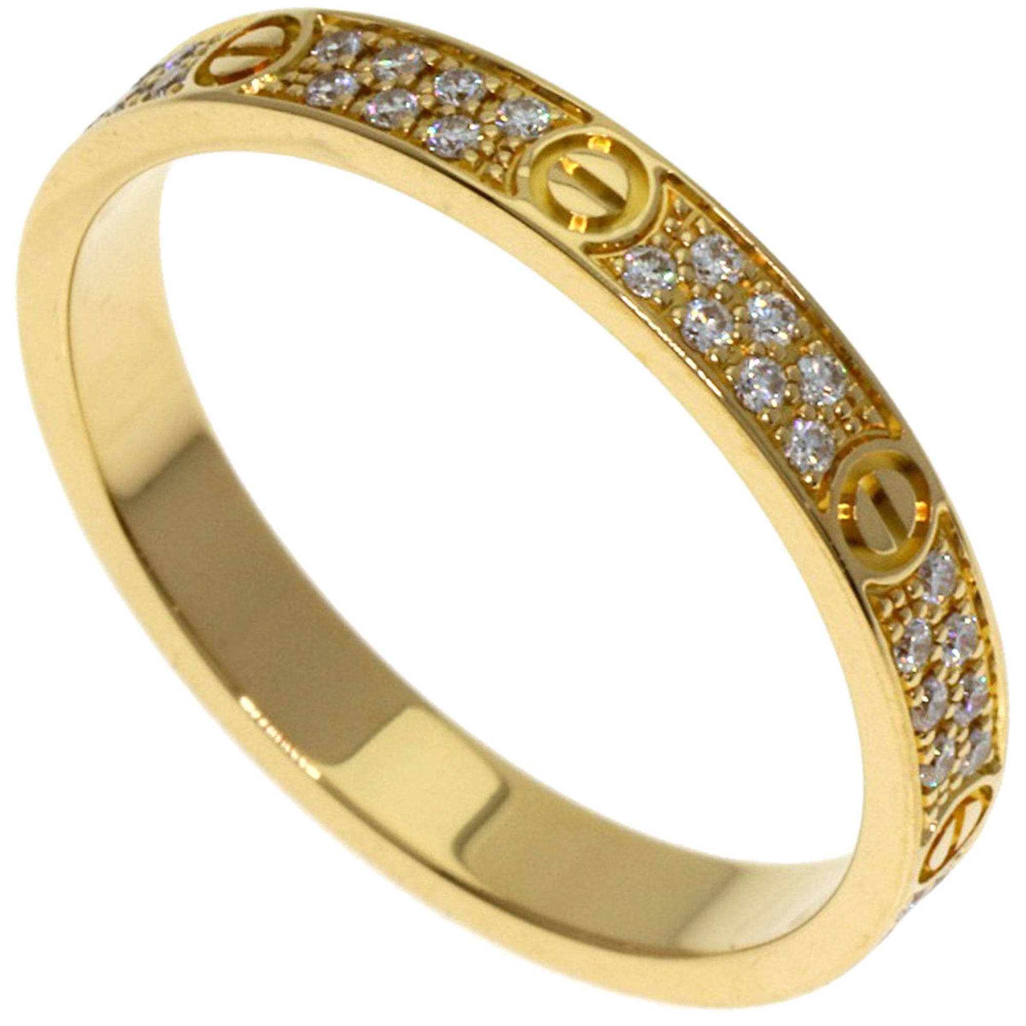 Cartier Mini Love Ring, PavŽ Diamonds, #49, 18K Yellow Gold, Women\'s