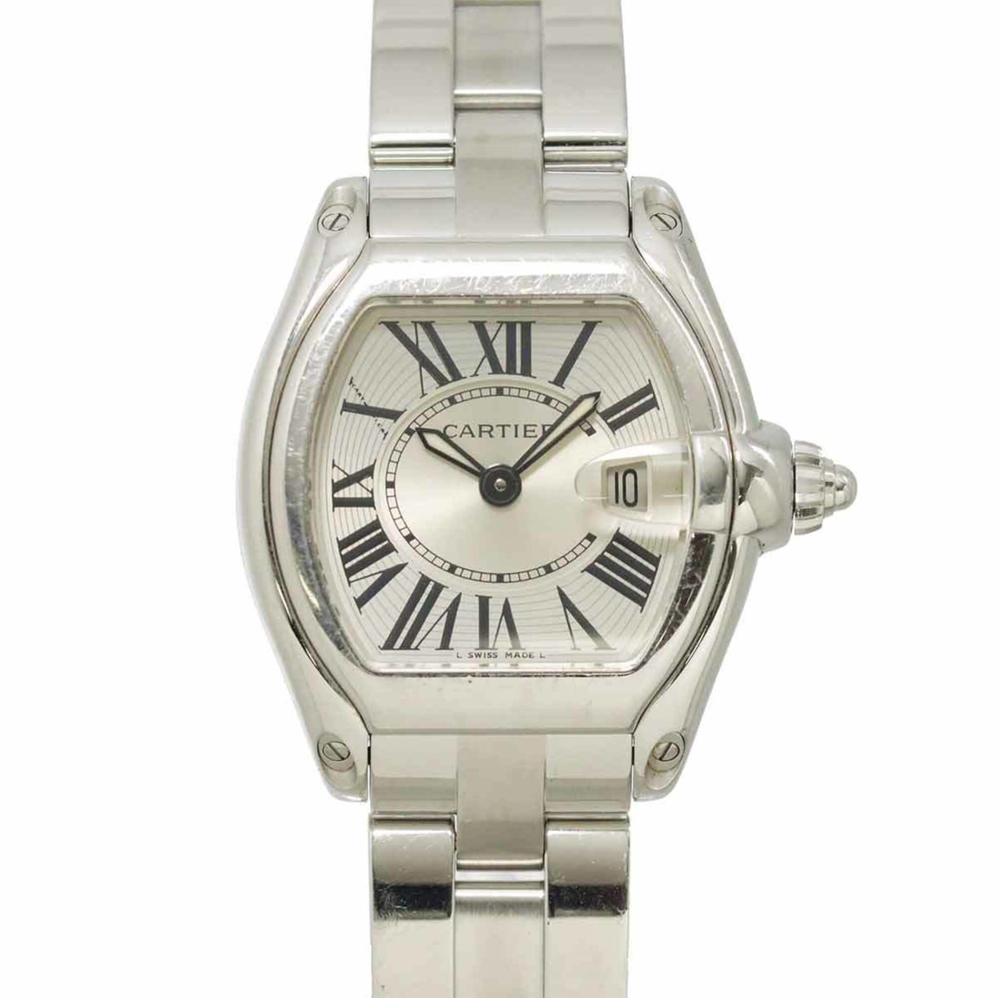 Cartier Roadster SM W62016V3 Ladies\' Watch, Date, Silver, Quartz Watch