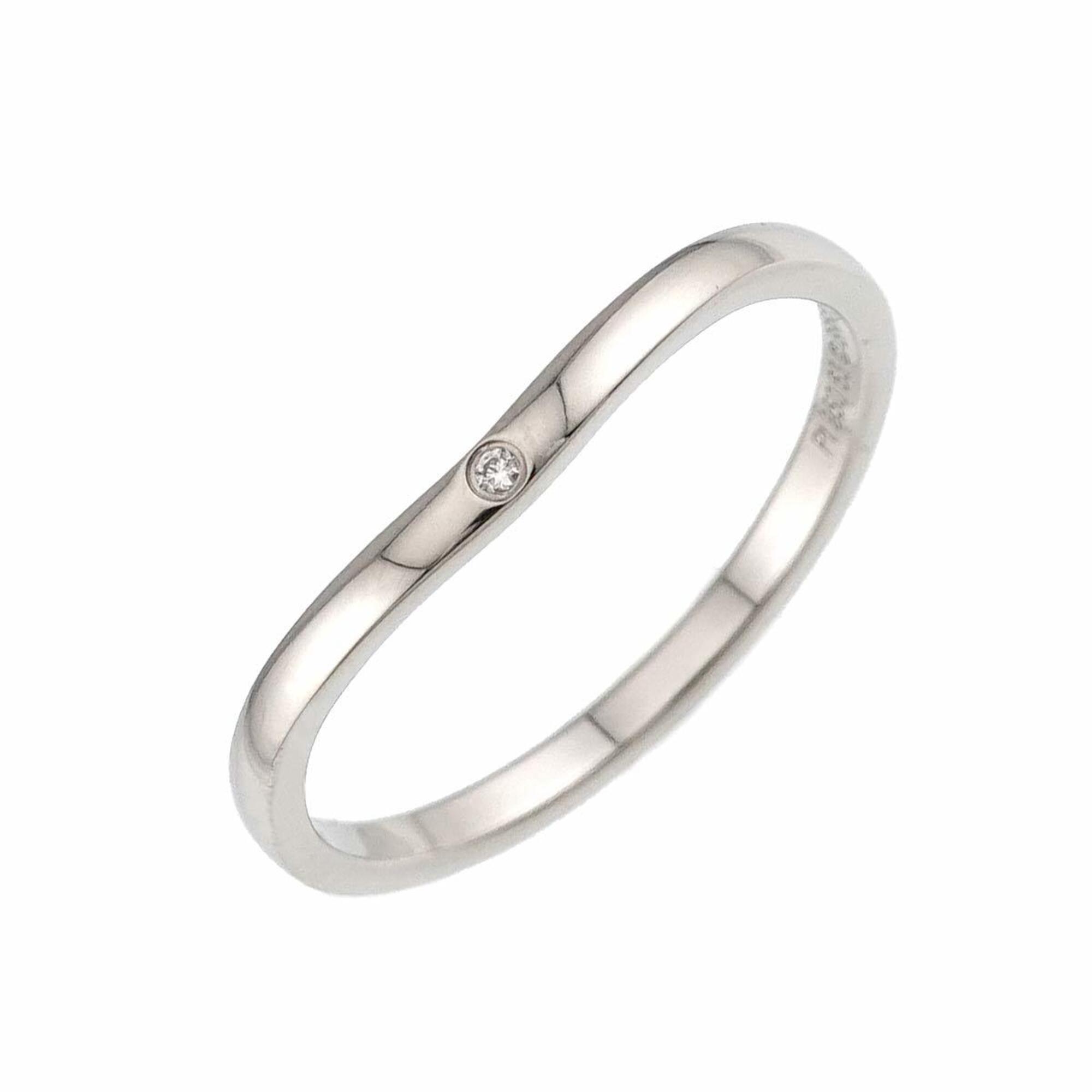 Cartier Ballerine Curve #63 Ring with 3 Diamonds, Platinum.