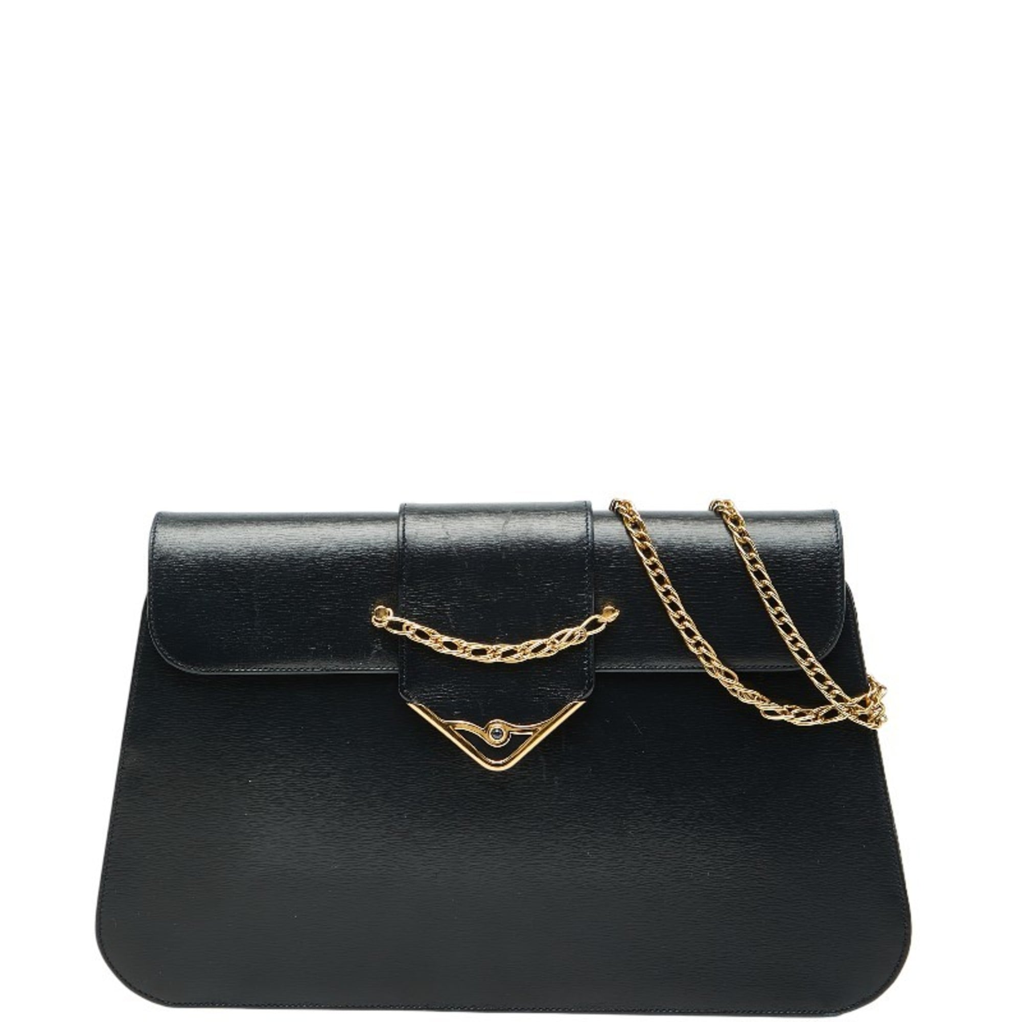 Cartier Sapphire Line Chain Shoulder Bag Navy Leather Women\'s CARTIER
