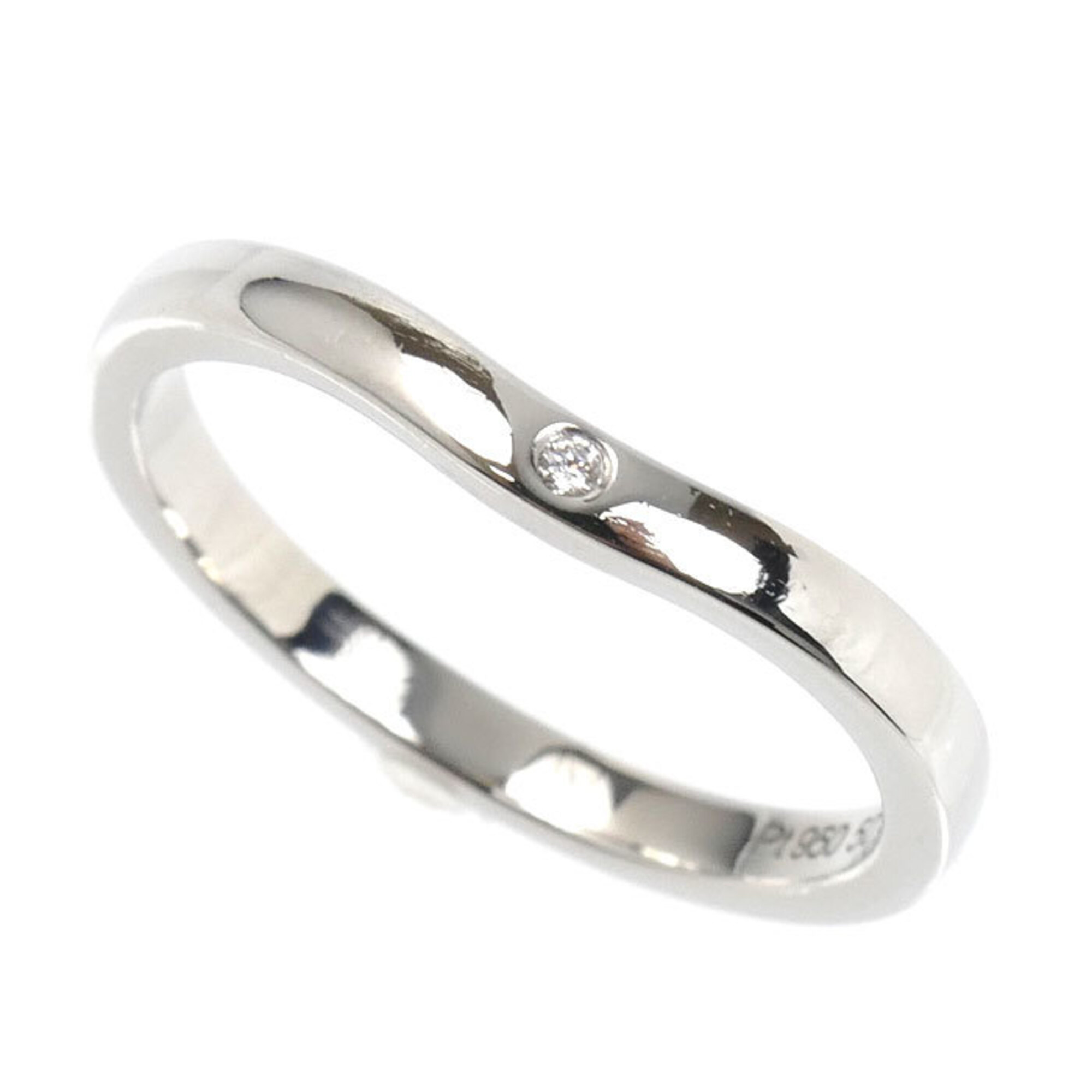 CARTIER Pt950 Platinum Ballerina Curve Wedding Ring with 3 Diamonds (B4092950) - 50 Diamonds, 3.3g W
