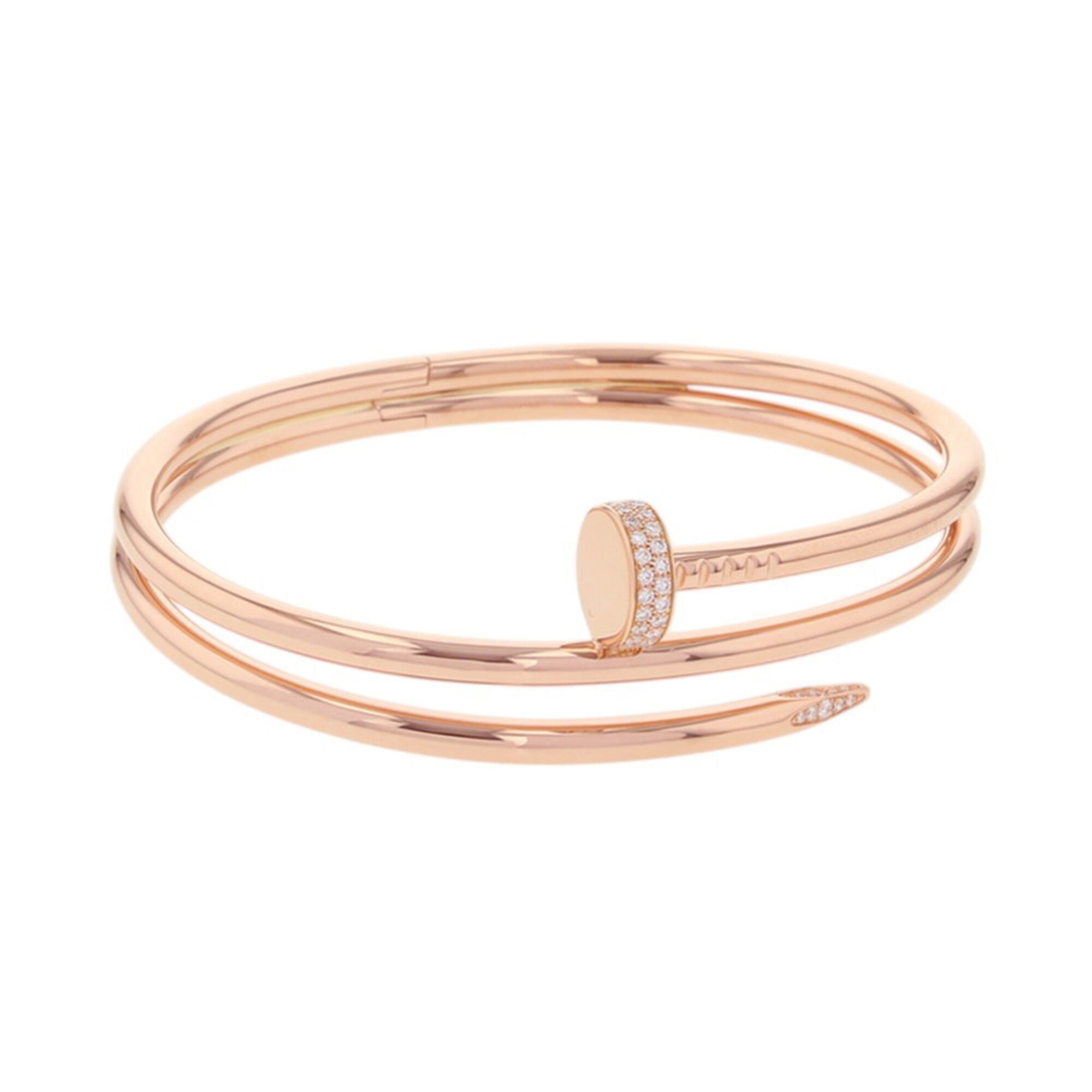 Cartier Juste un Clou Double Classic Bracelet, 62 Diamonds (0.51ct total), 18K Pink Gold, Size 19, N