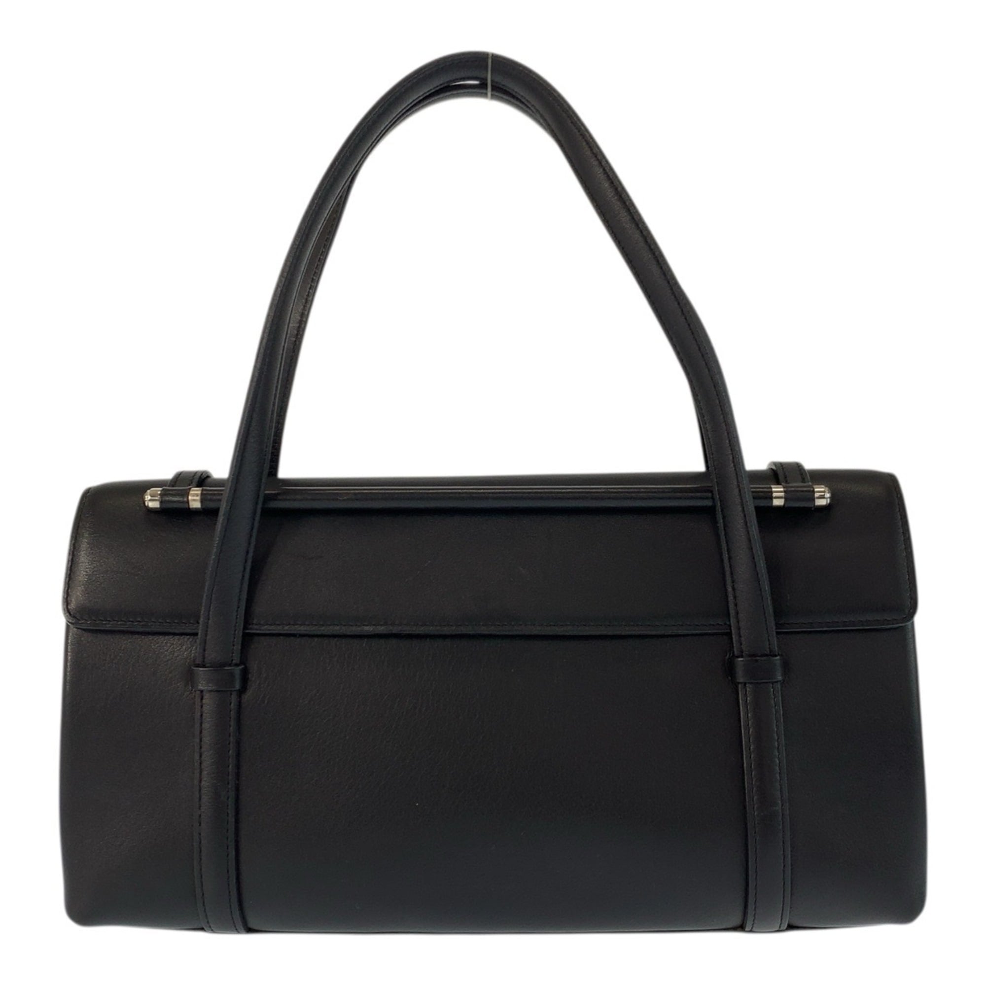 CARTIER Cartier Cabochon Black and Wine Red Leather Handbag with Silver Hardware for Women