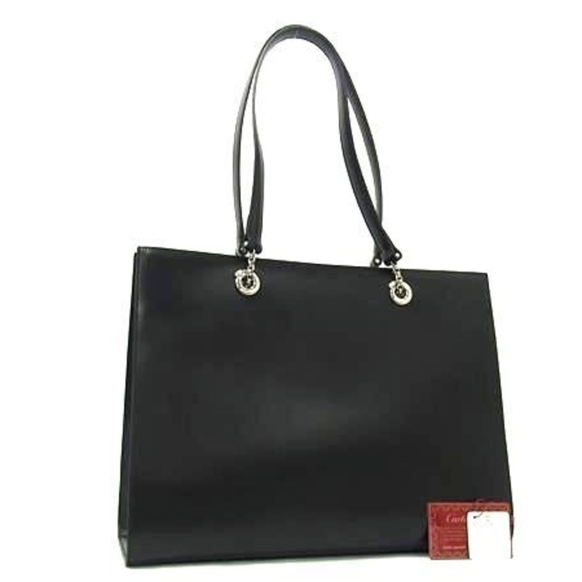 Cartier Panther Shoulder Tote Bag L100360 Black Leather Women\'s