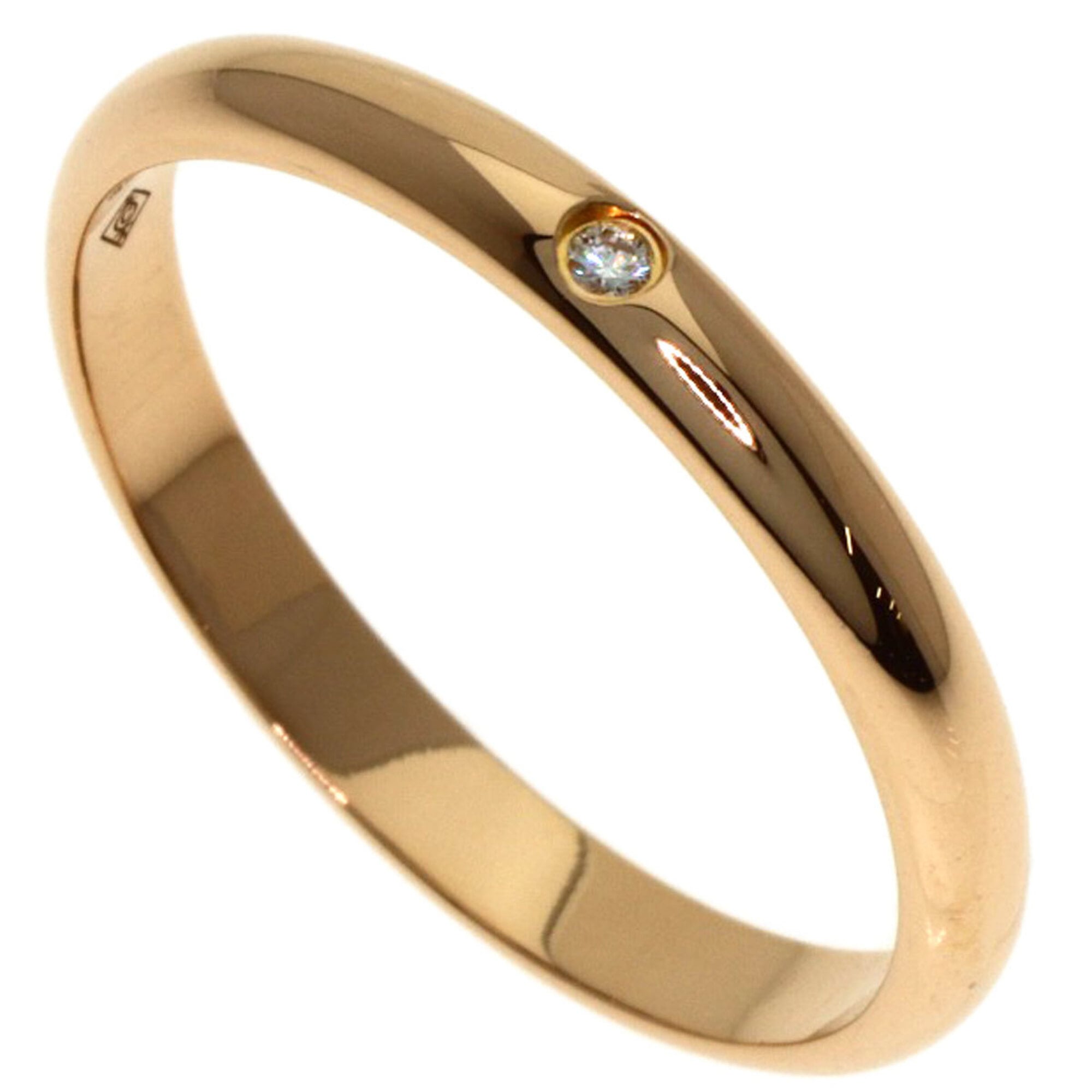 Cartier 1895 Wedding 1P Diamond Ring #55 18K Pink Gold Women\'s CARTIER