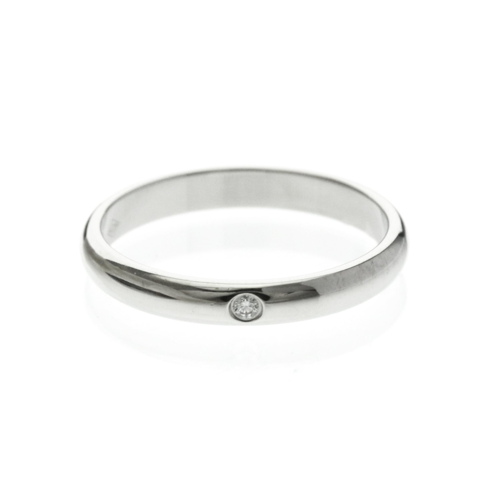 Cartier 1895 Wedding Band Ring, 1 Diamond Platinum Fashion Diamond Band Ring Silver
