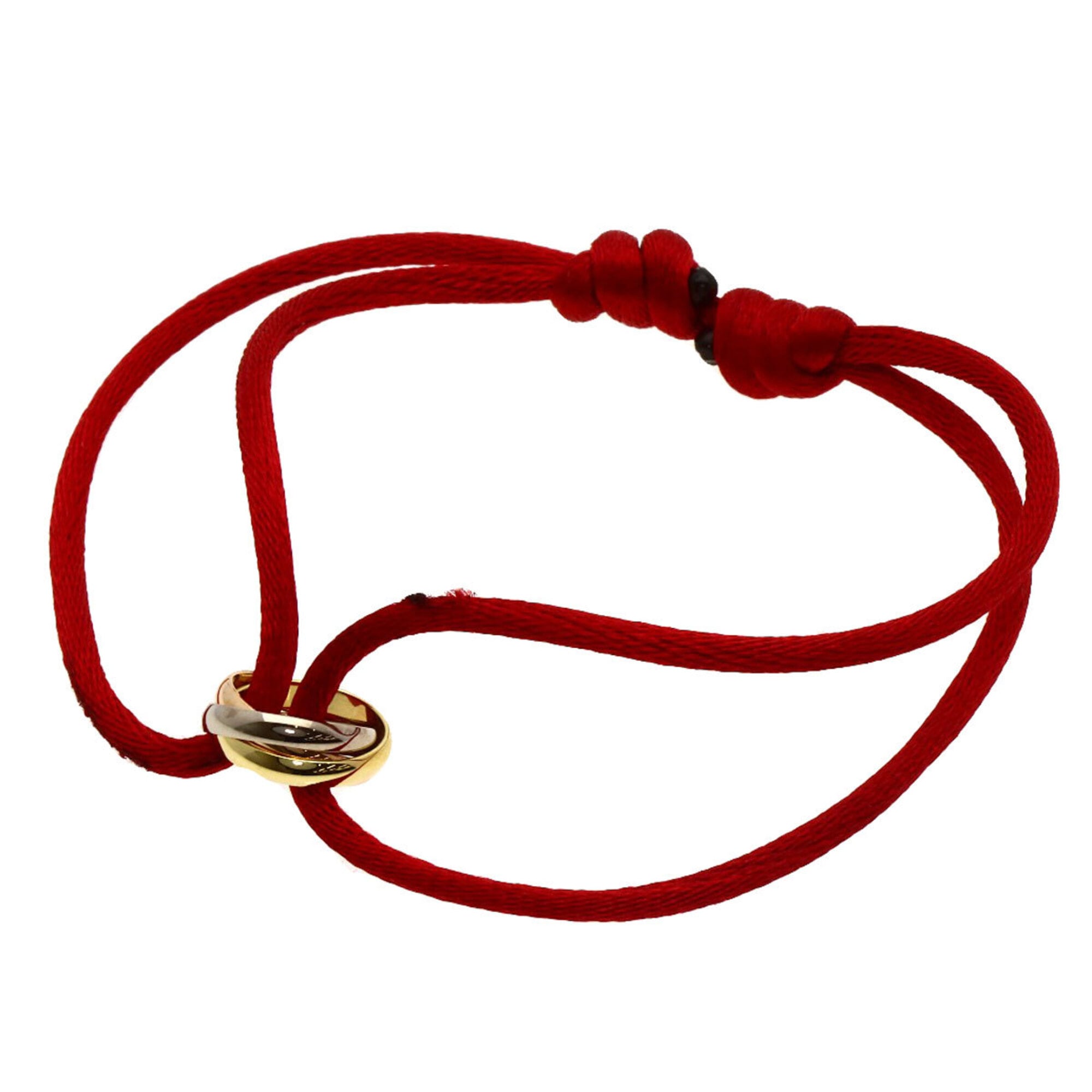 Cartier Trinity Red Cord Bracelet 18K Yellow Gold/18K Pink White Gold Women\'s CARTIER