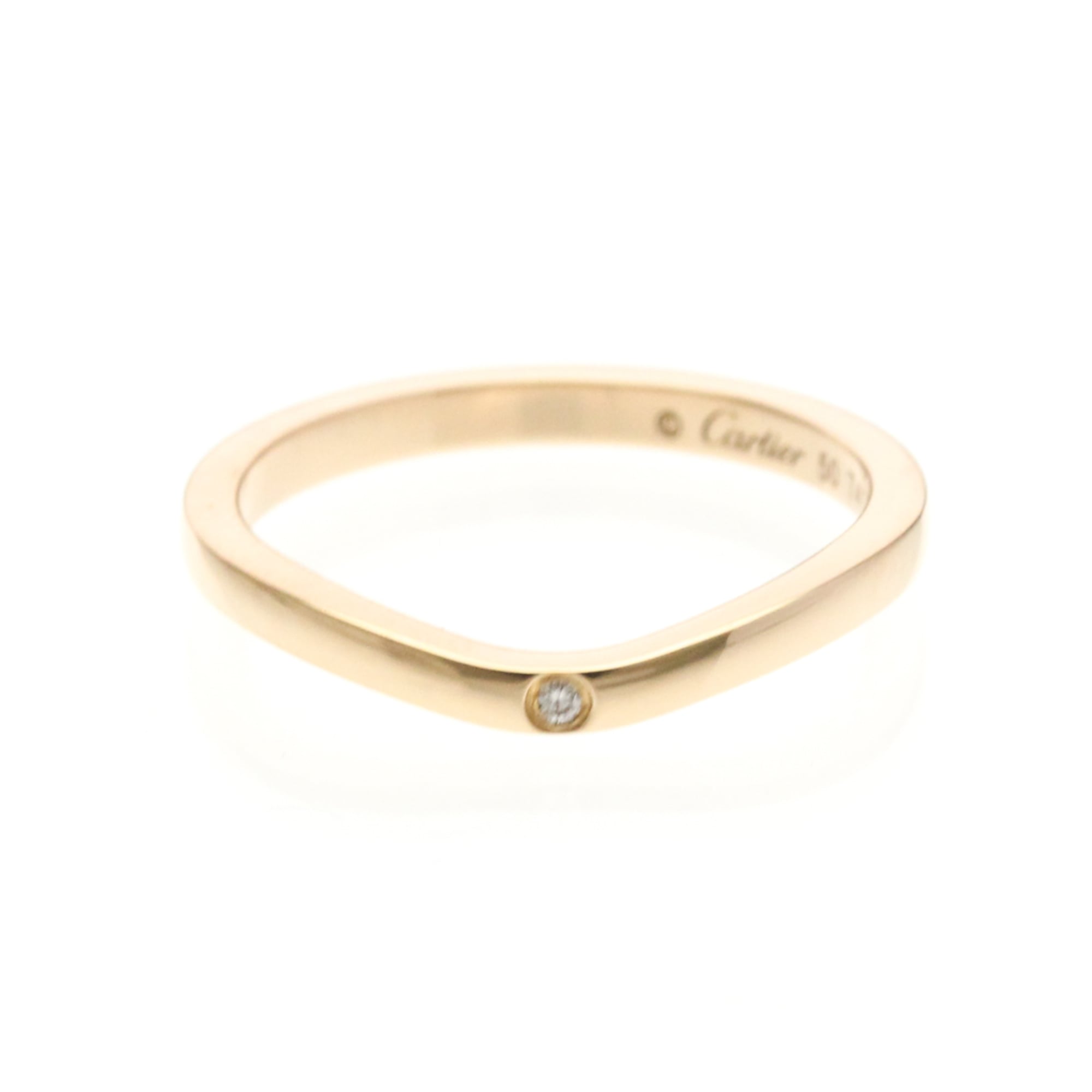 Cartier Ballerina Curved Band Ring With 3 Diamonds Pink Gold (18K) Fashion Diamond Band Ring Pink Go