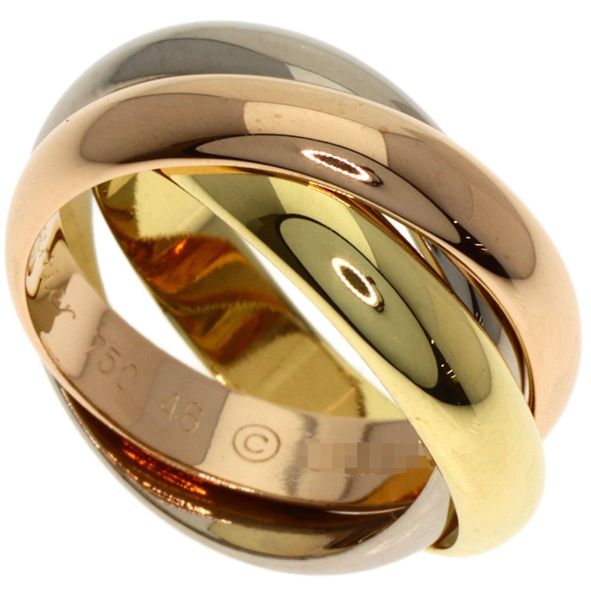 Cartier Trinity MM #46 Ring, 18K Yellow Gold/18K White Pink Gold, Women\'s, CARTIER