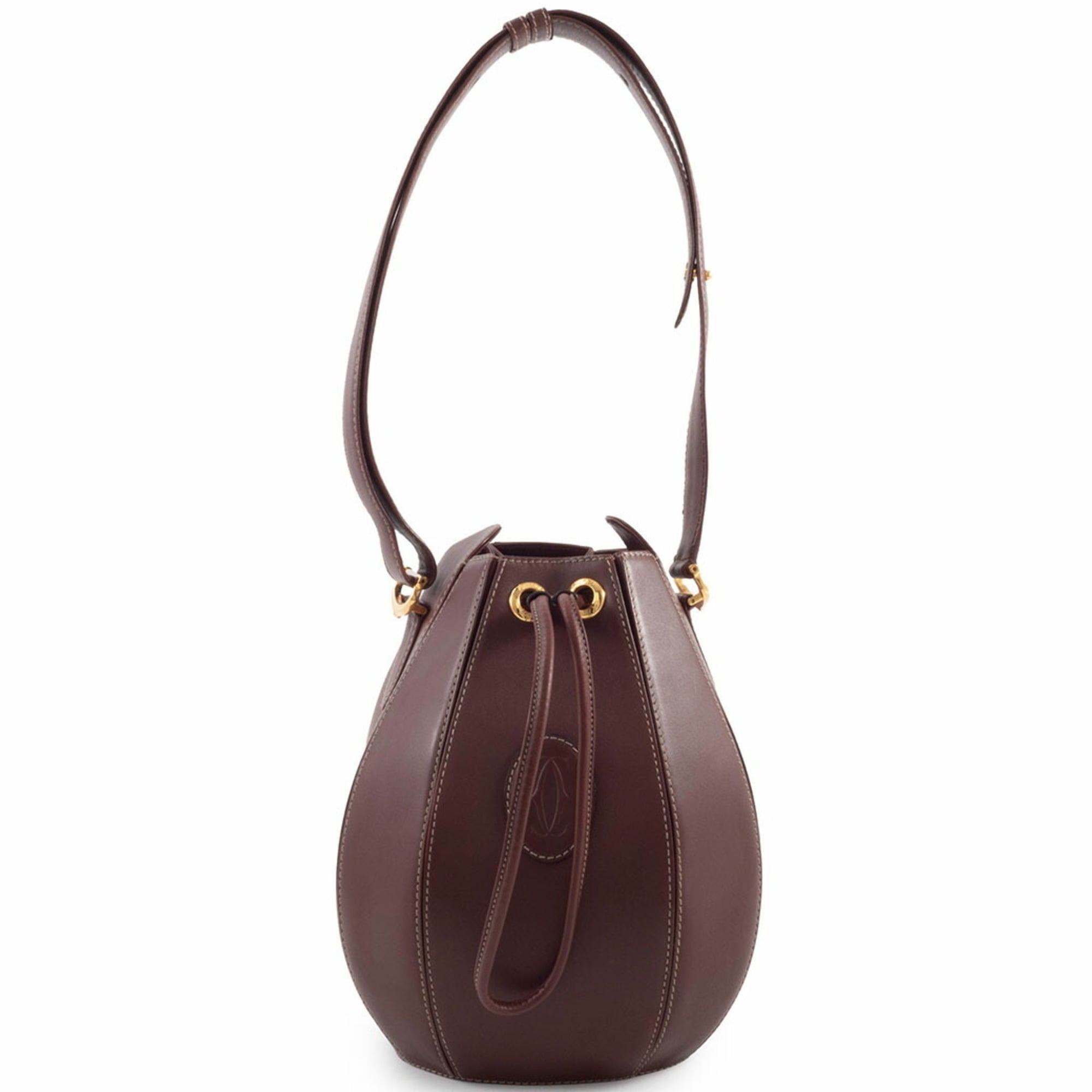 Cartier Must Line Leather Shoulder Bag, Bordeaux, Women\'s
