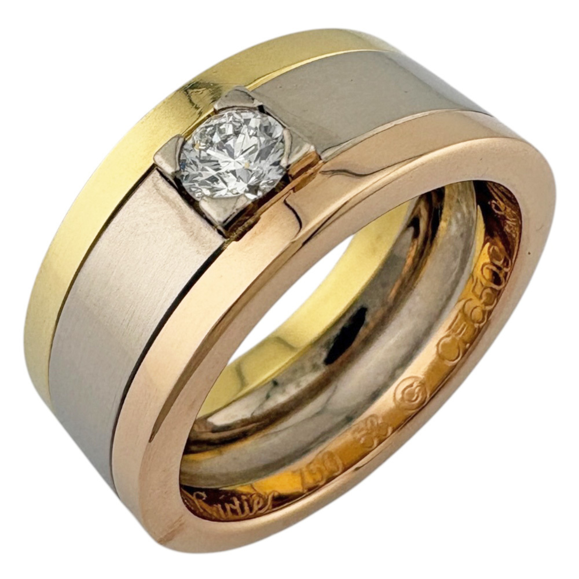Cartier Trinity Wedding Ring, 18K Gold Diamond Ring for Women, Used, 1P