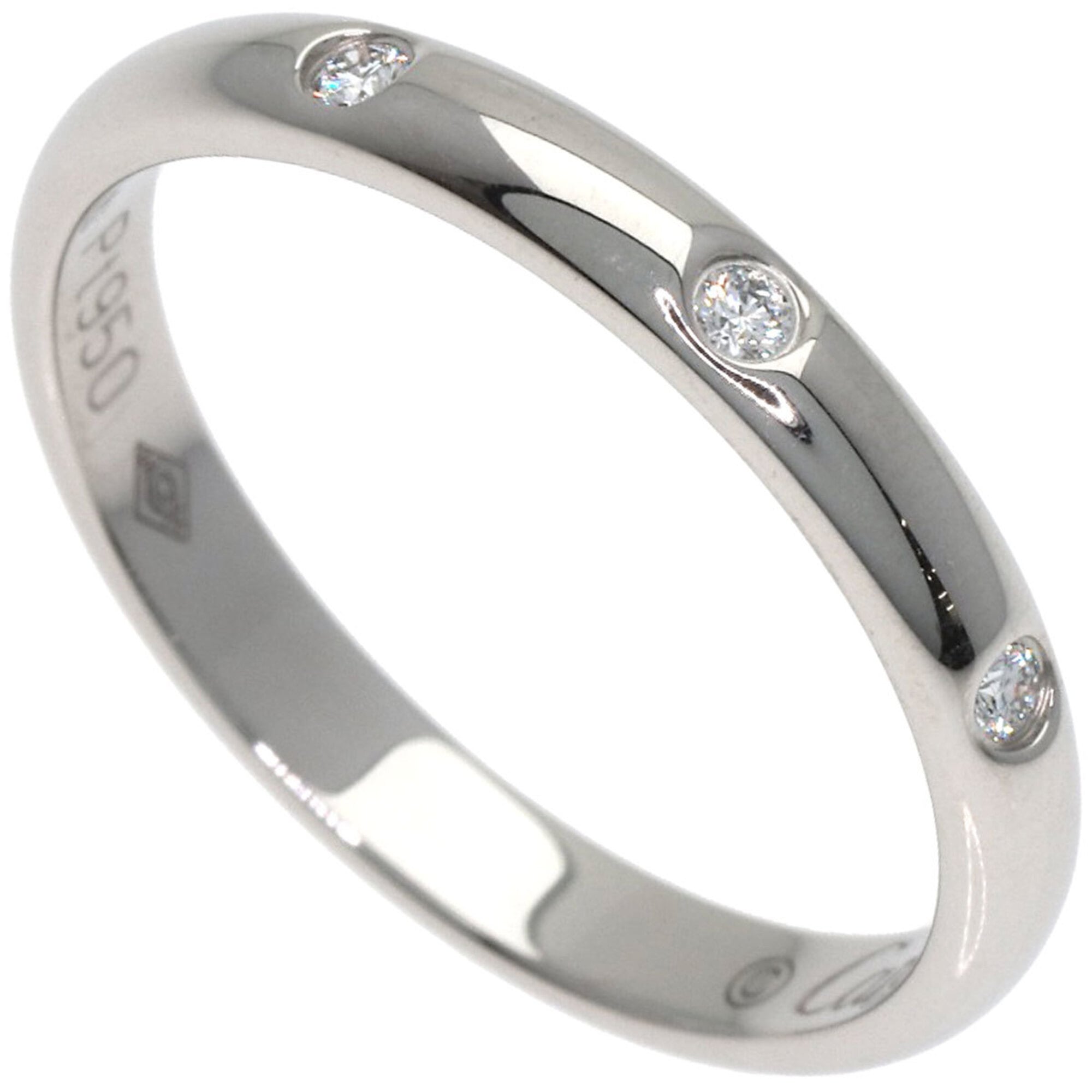 Cartier Classic Wedding 3P Diamond Ring #49 Platinum PT950 Women\'s CARTIER
