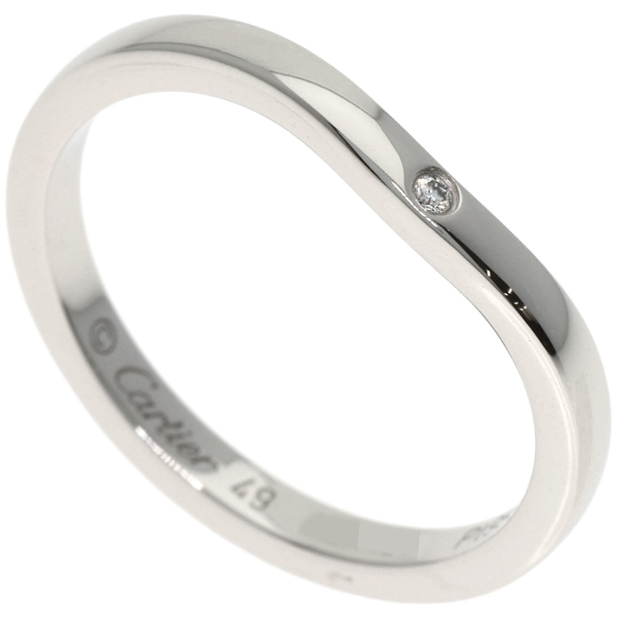 Cartier Ballerina Curve 3P Diamond Ring #49 Platinum PT950 Women\'s CARTIER