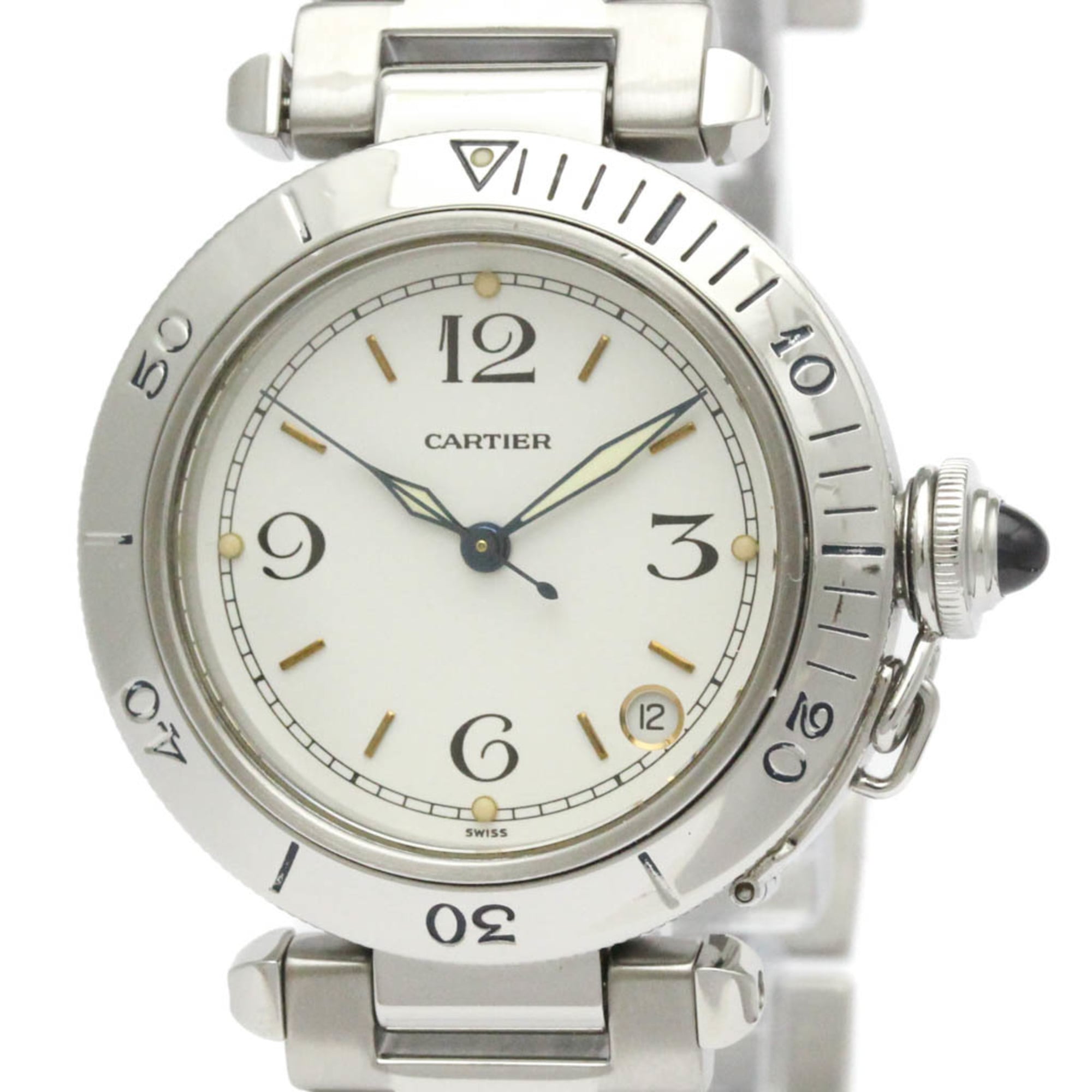 CARTIER Pasha Original Steel Automatic Unisex Watch W31007H2 Polished