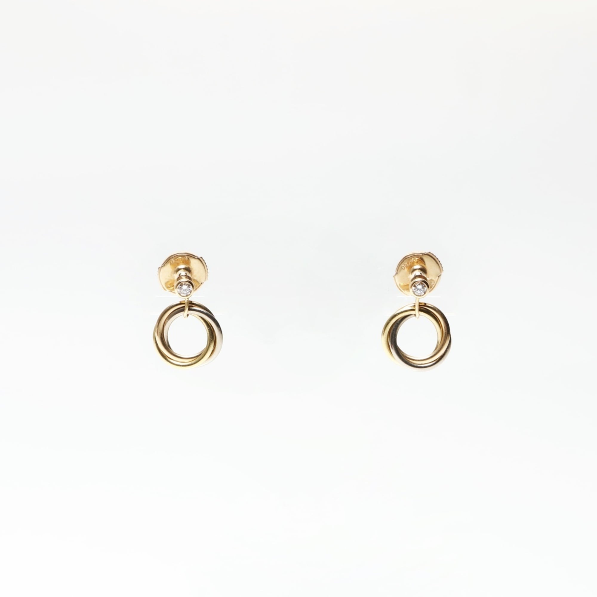 Cartier 750 Yellow Gold Diamond Trinity Earrings (Gold)