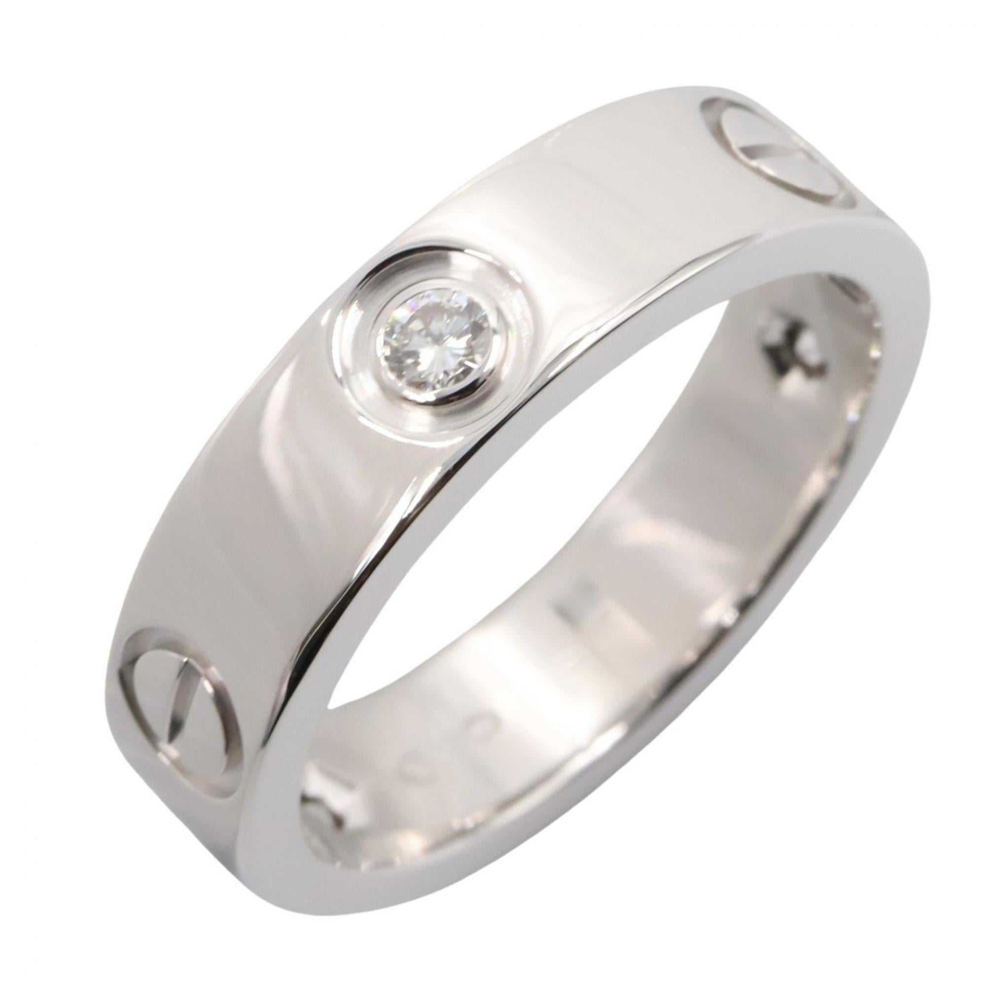 Cartier Love Ring 3PD - 18K White Gold (18KWG) Diamond for Women Silver/Clear Tone