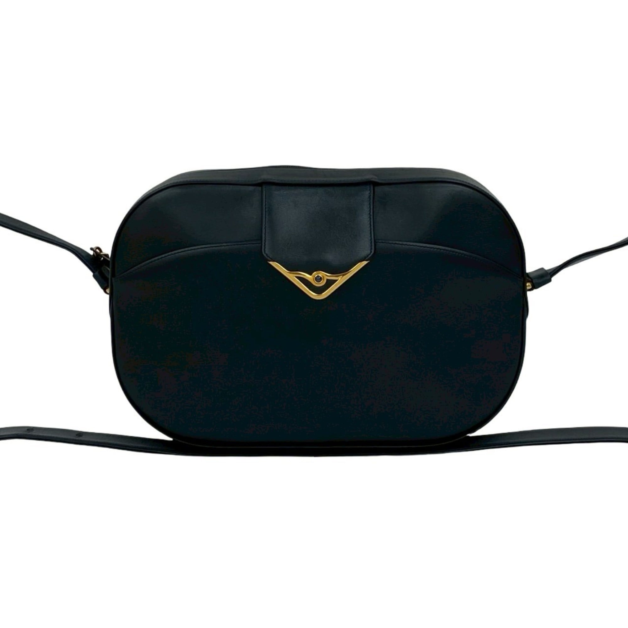 CARTIER Sapphire Line Leather Shoulder Bag/Pochette/Sacoche in Navy Blue (38435)